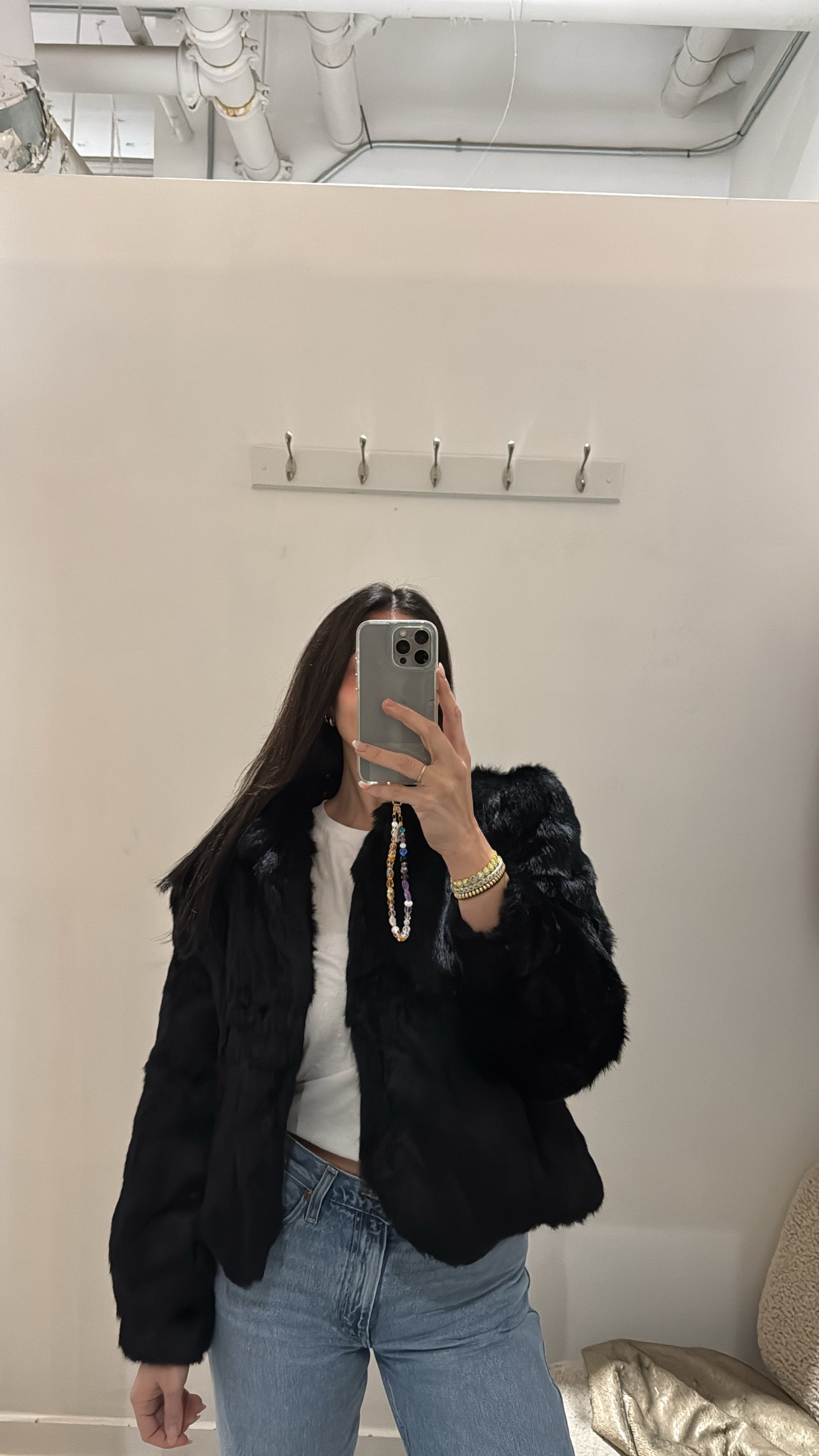 Stylman International Vintage Fur Coat, Black, Large