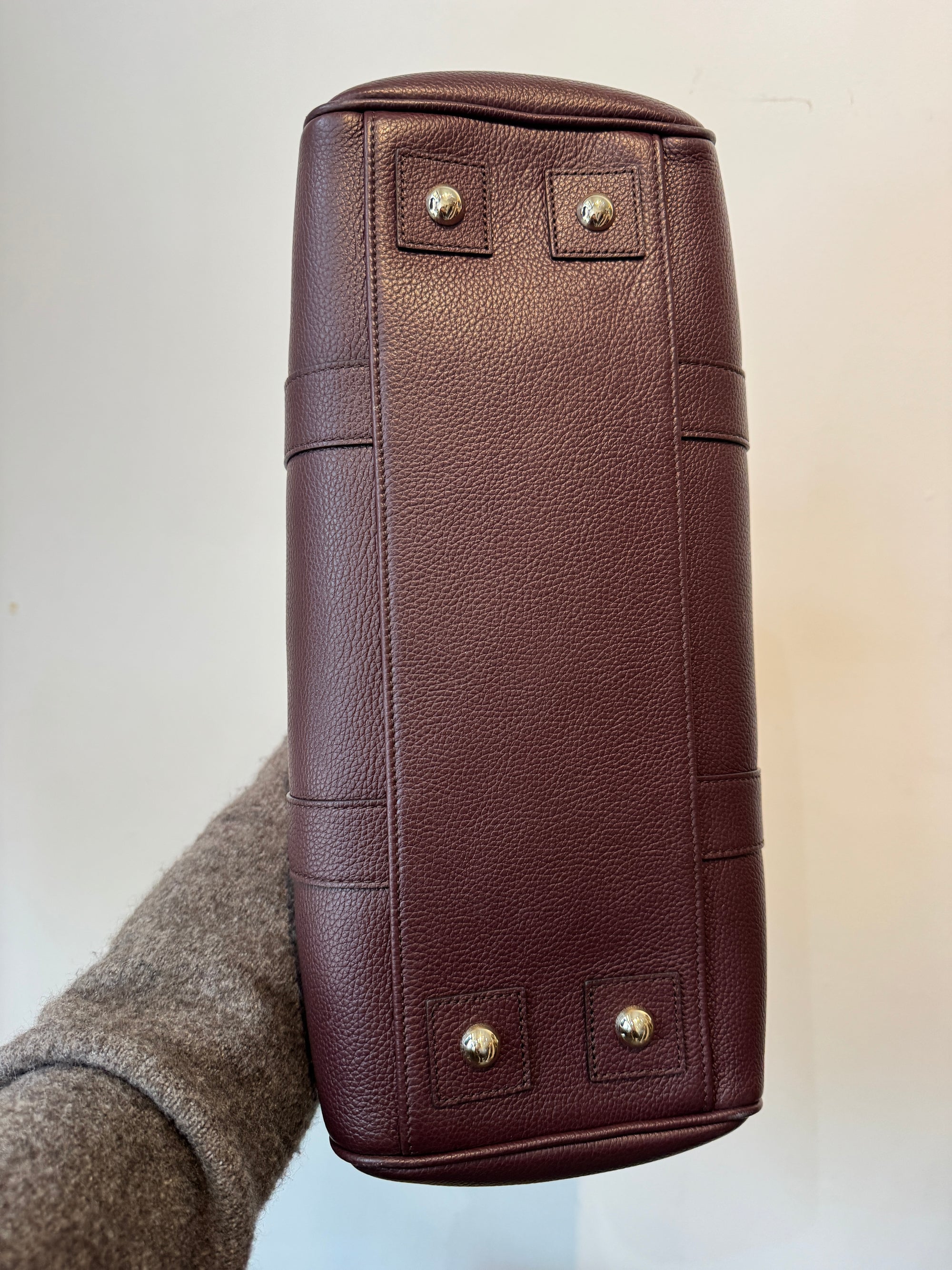 Mulberry Bayswater Handbag, Black Cherry with Small Classic Grain detailing