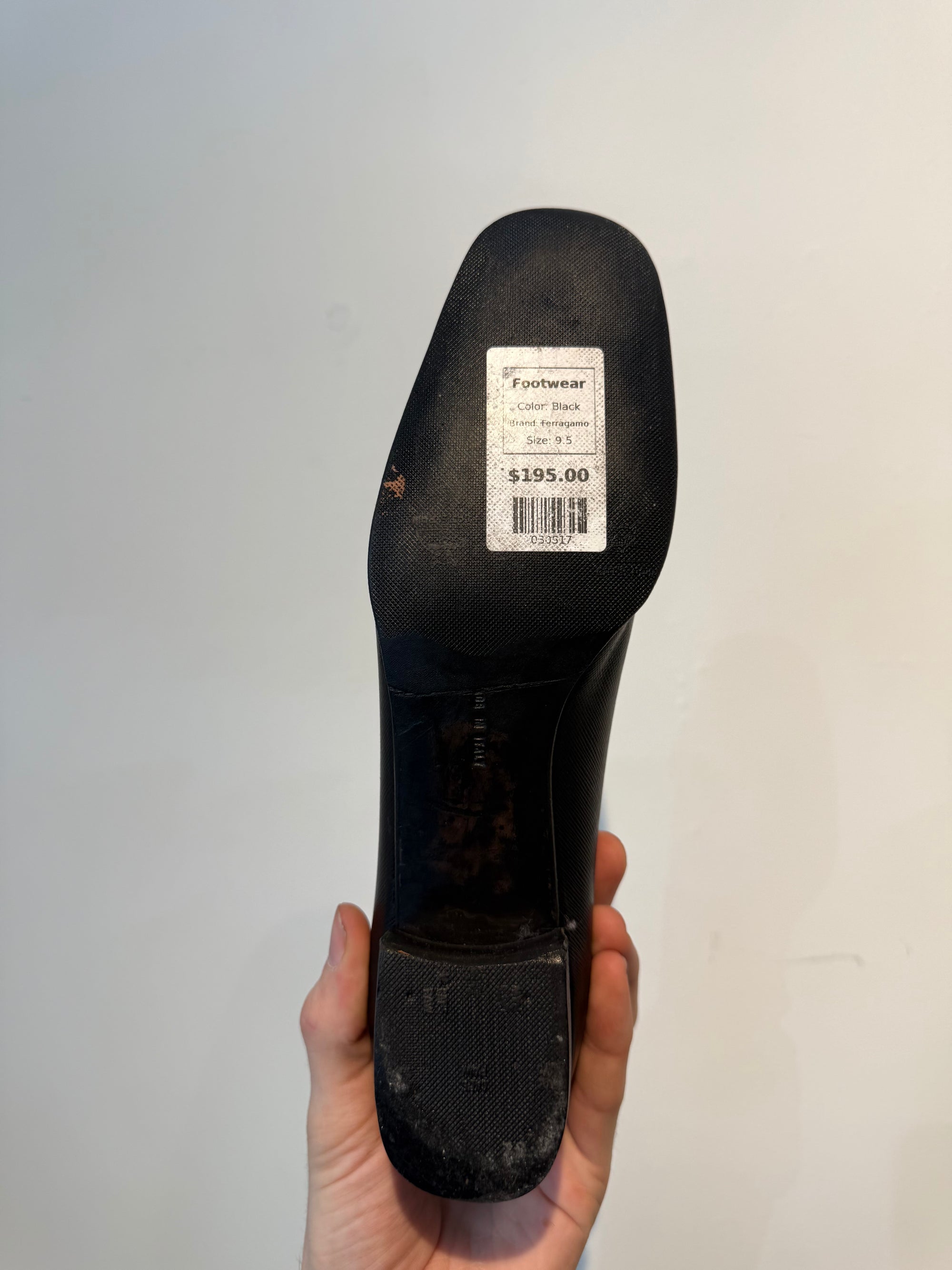 Ferragamo Vintage Block Heel Flats Black, 9.5