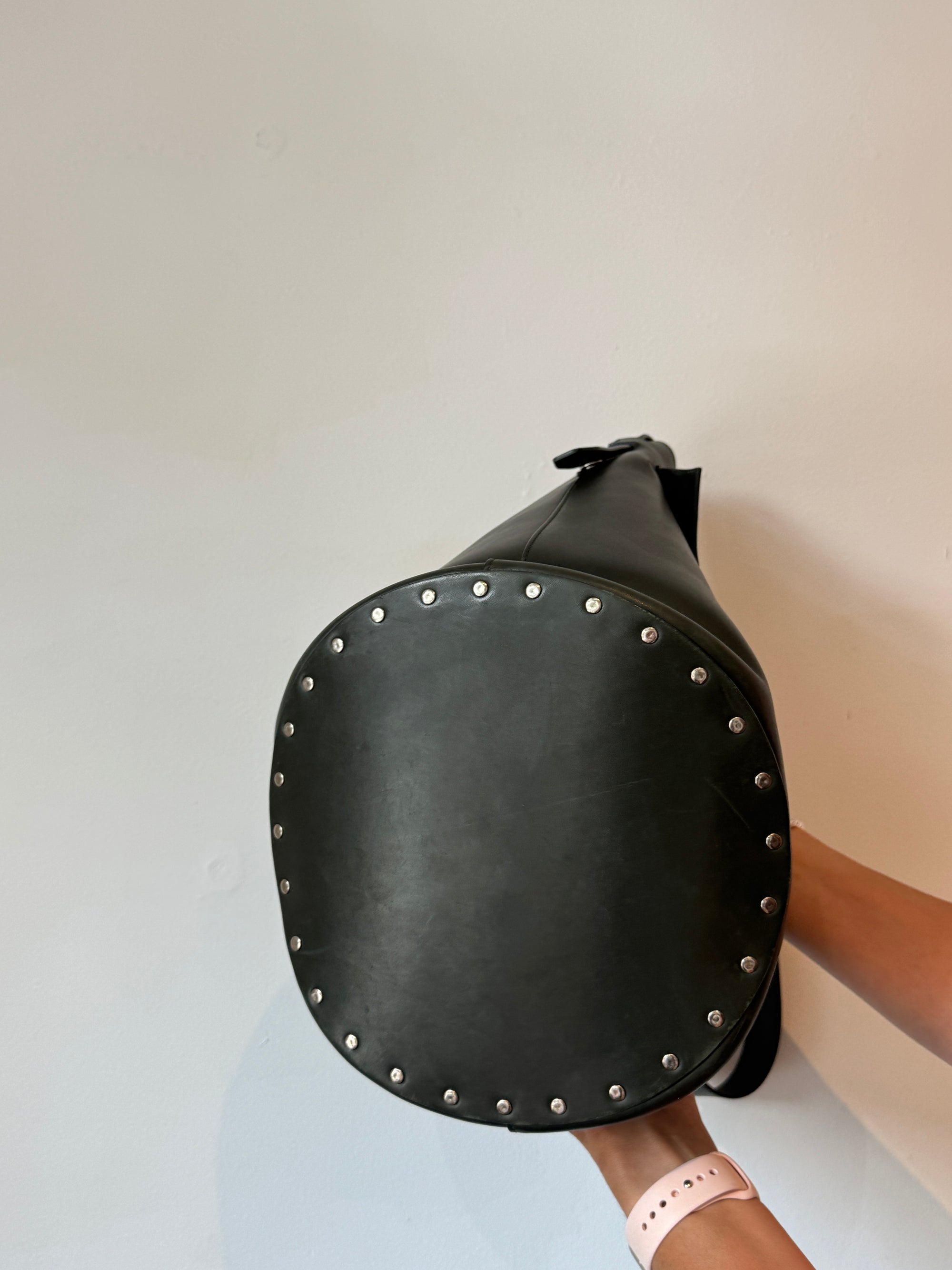 Celine Leather Bucket Bag Dark Forest Green
