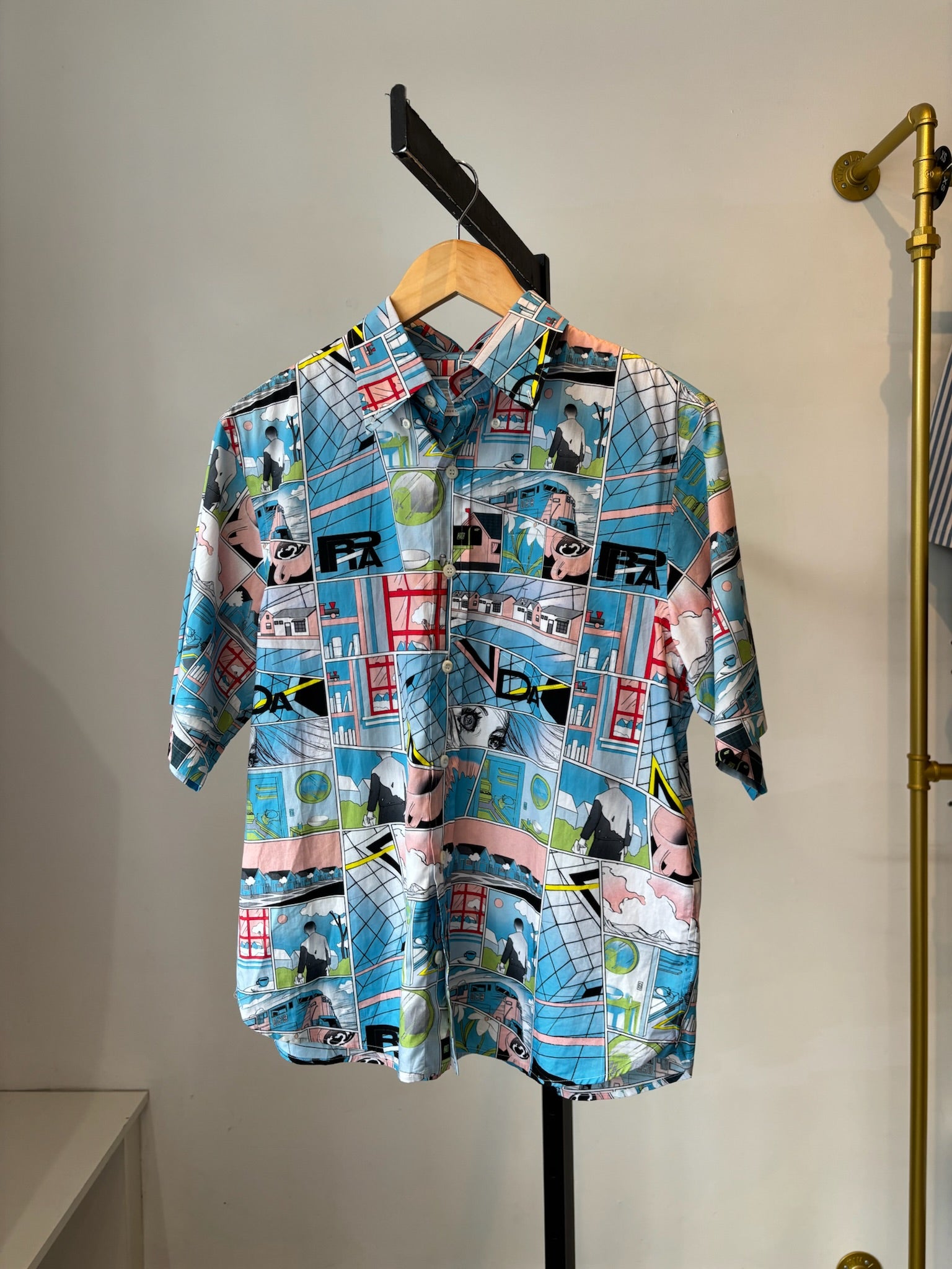 Prada short sleeve graphic top, Blue, Medium