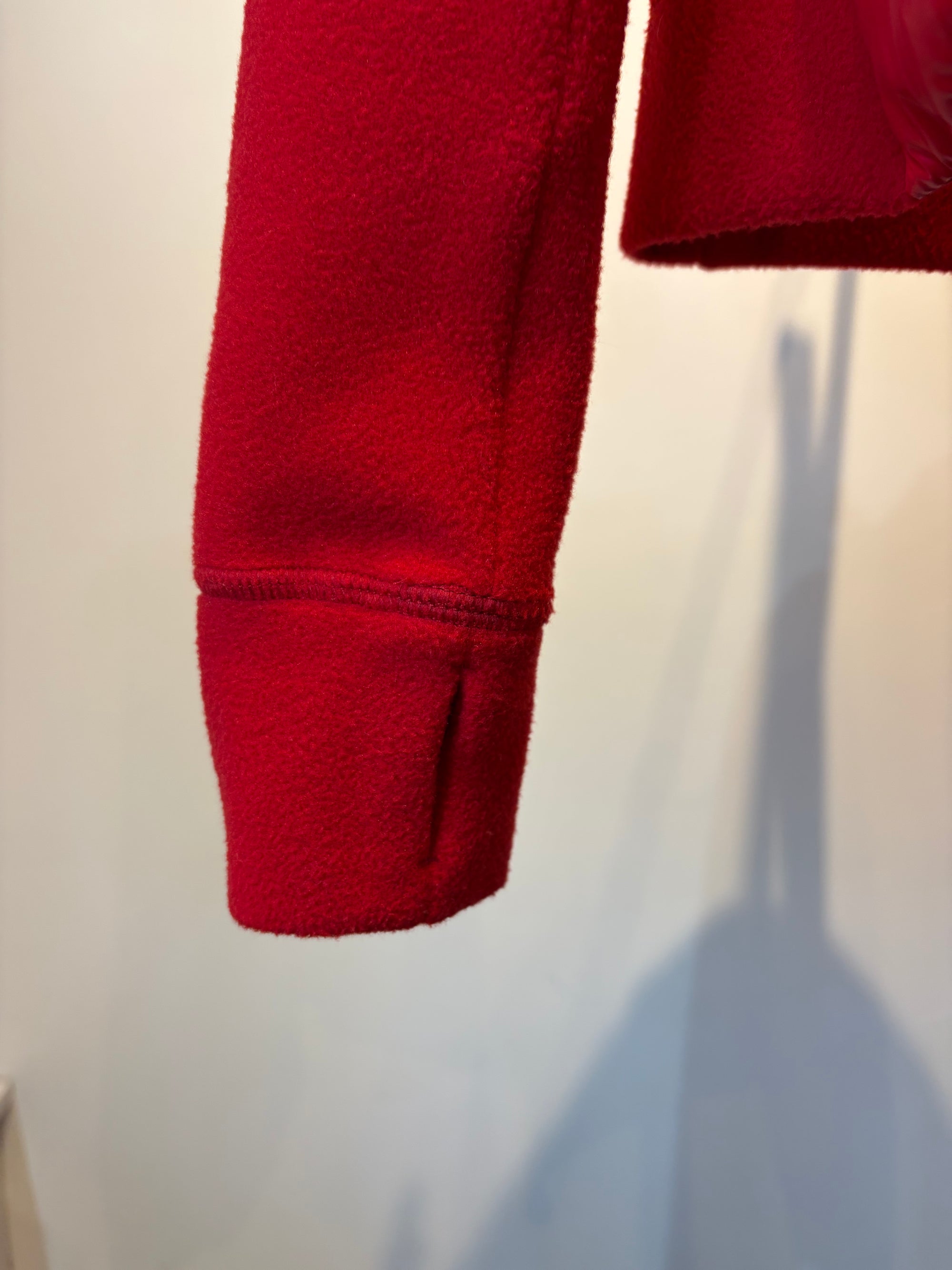 Moncler technical fleece hooded cardigan jacket,  Red, XS