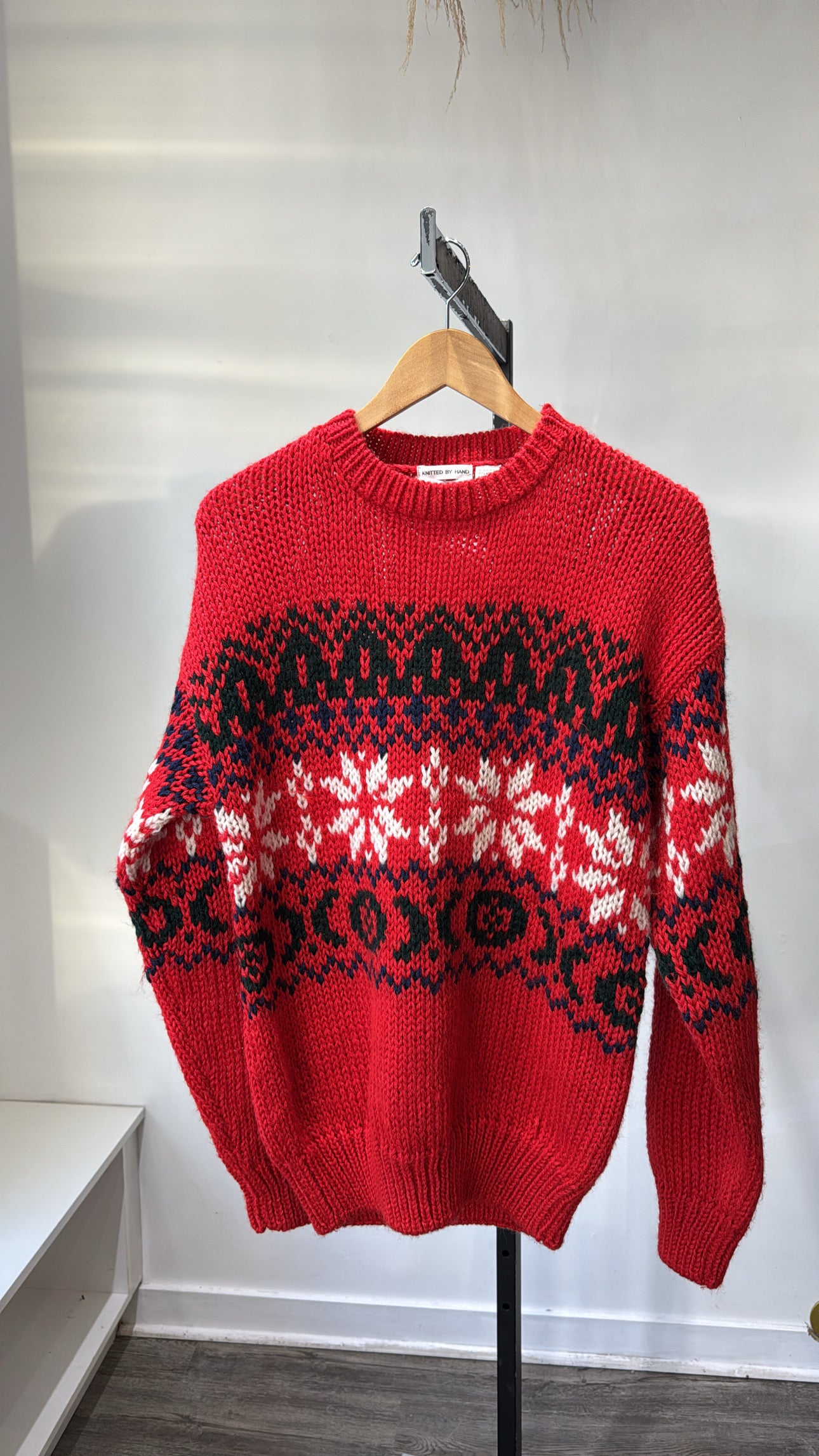 Pierre Cardin hand knit fair isle sweater, Red, 40