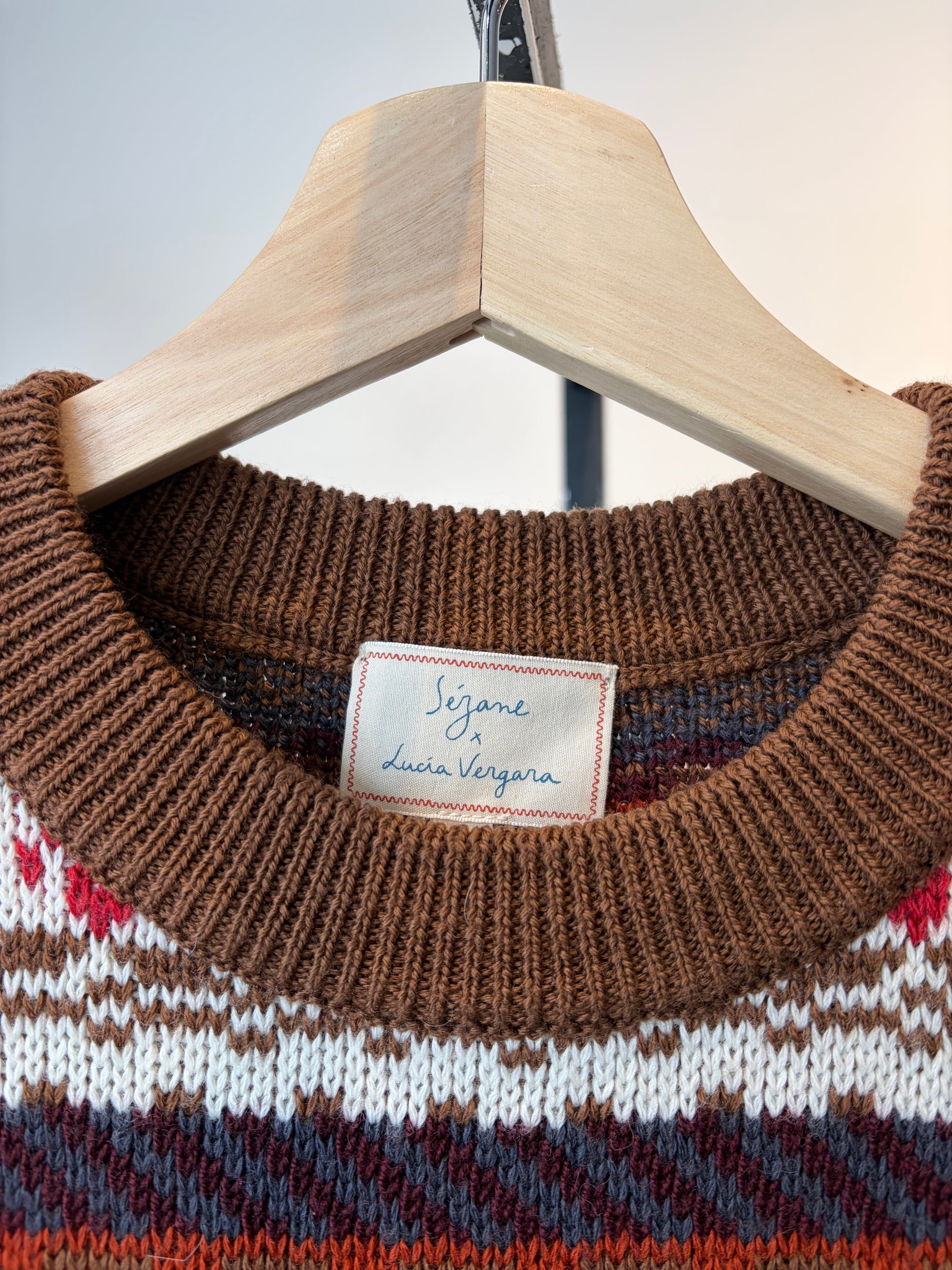 Sézane x Lucia Vergara Becky Sweater Vest, Brown Multi, Small