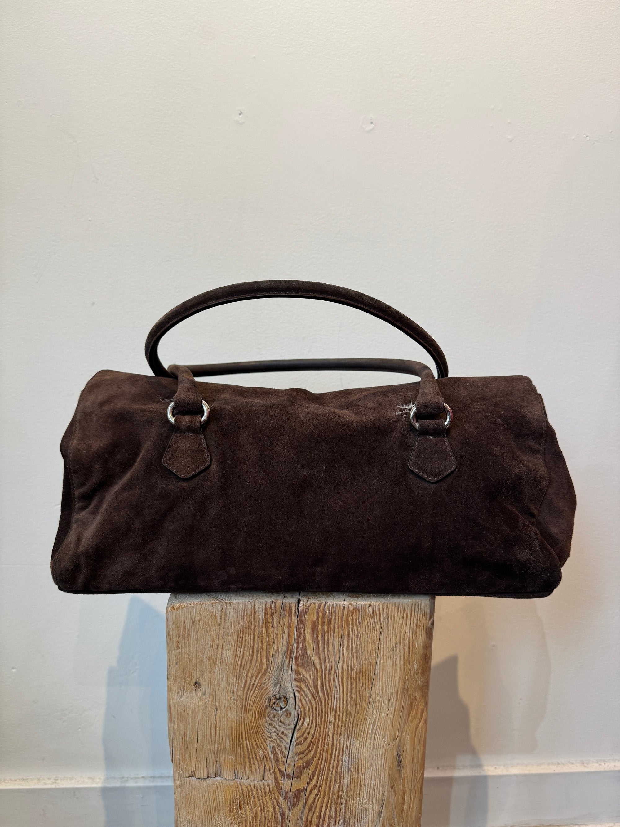 Prada Moro Suede Camoscio Easy Shoulder Bag, Brown