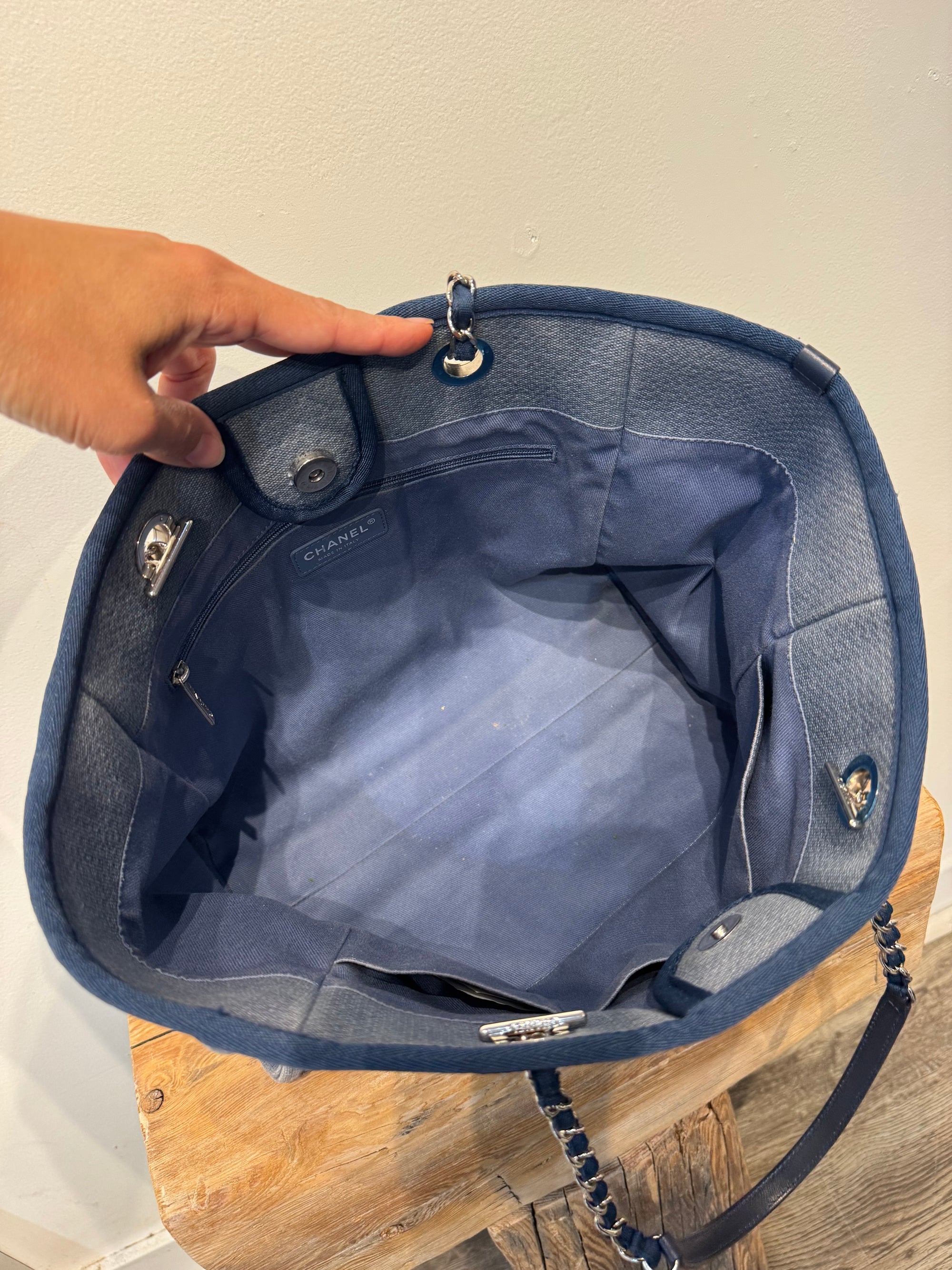 Chanel Small Deauville Shopping Tote, Blue, Small, 2014-2015