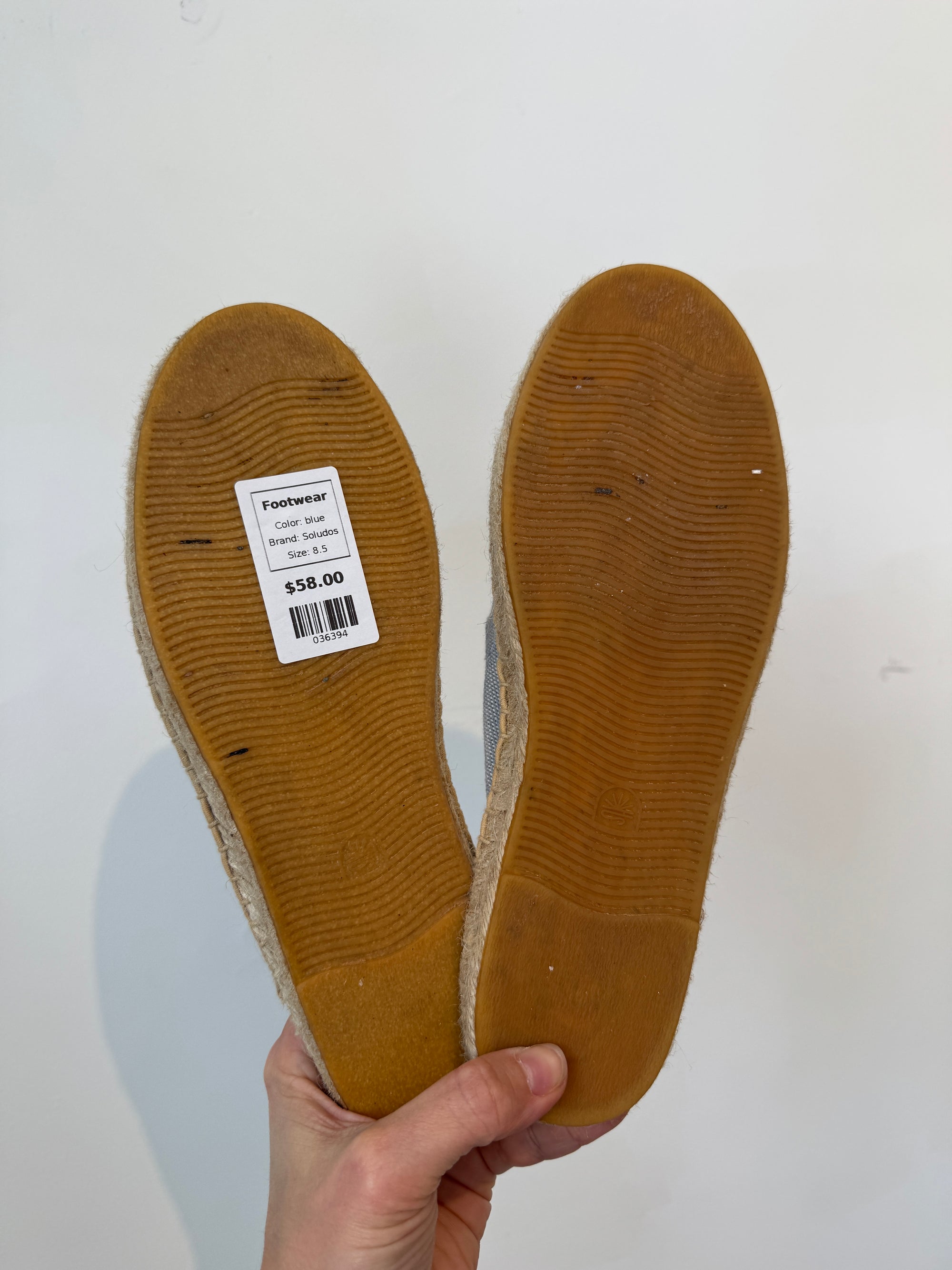 Soludos strawberry patch espadrilles mules, blue, 8.5