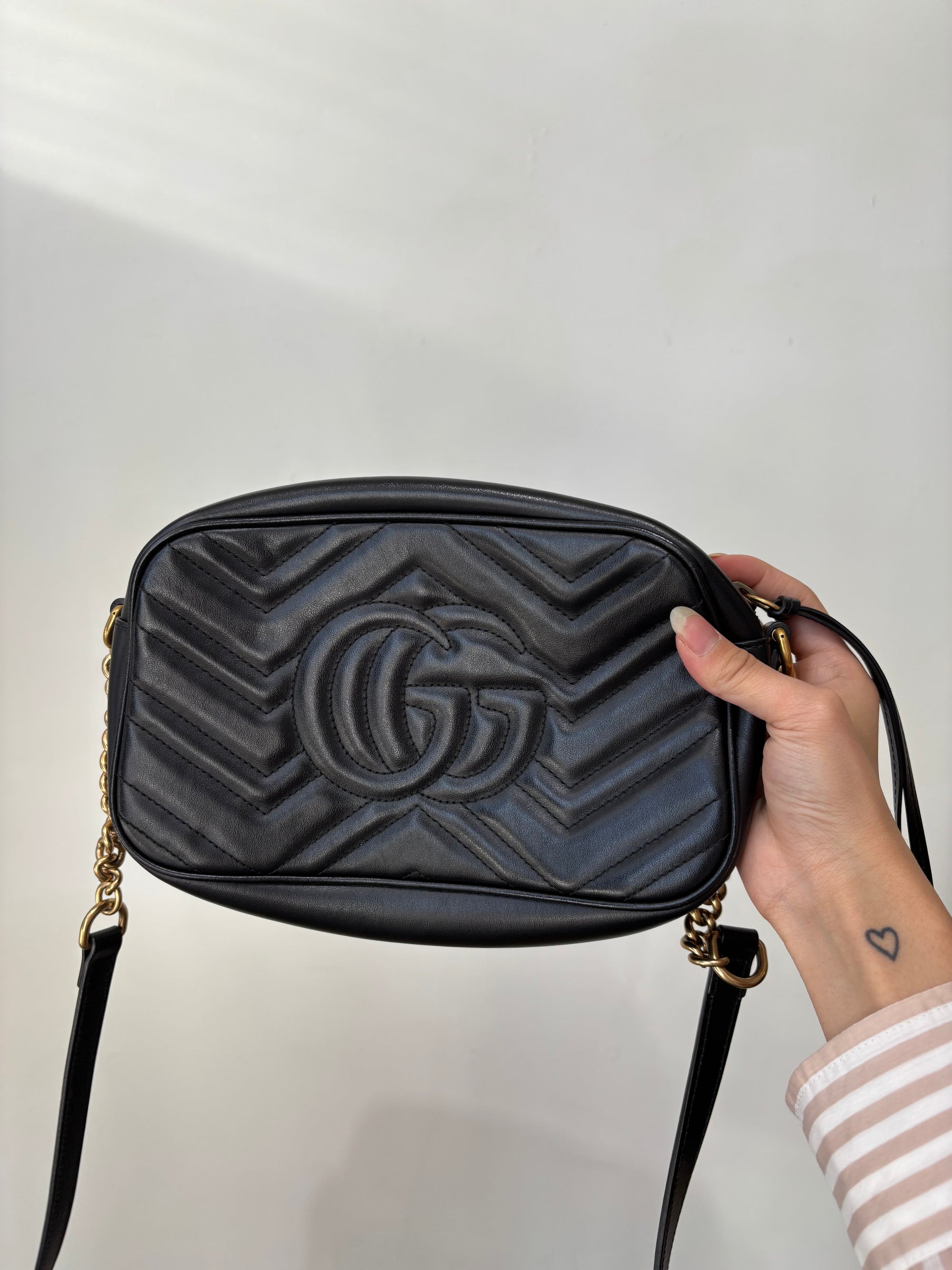 Gucci GG Marmont Small Matelassé, gold hardware, Black