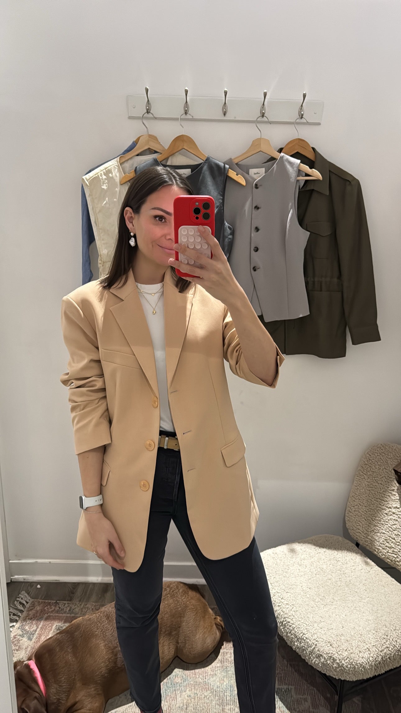 The Frankie Shop light peach Tansy Three Buttoned Blazer