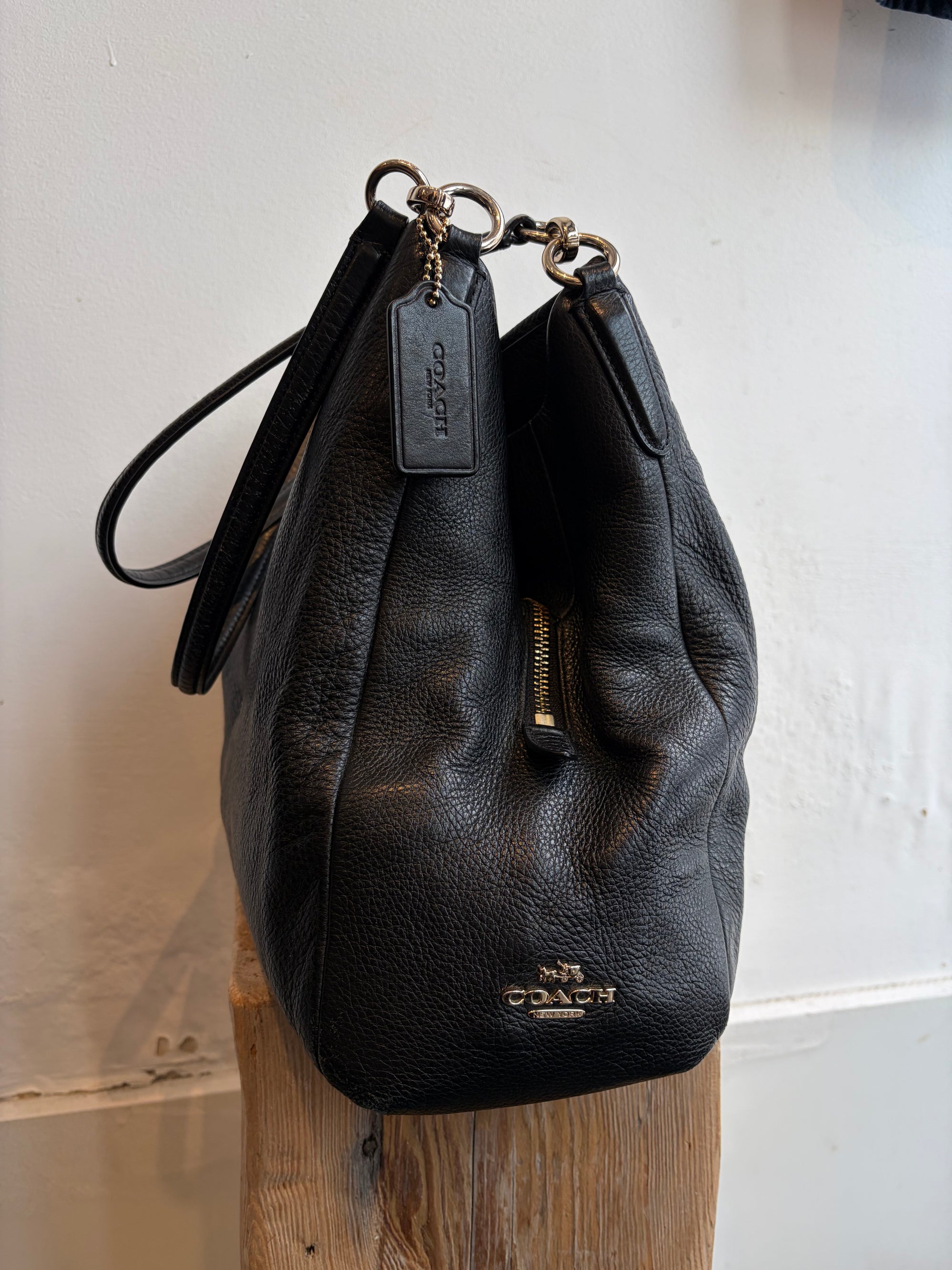 Coach Madison Pheobe Pebbled Leather Shoulder Bag, Black