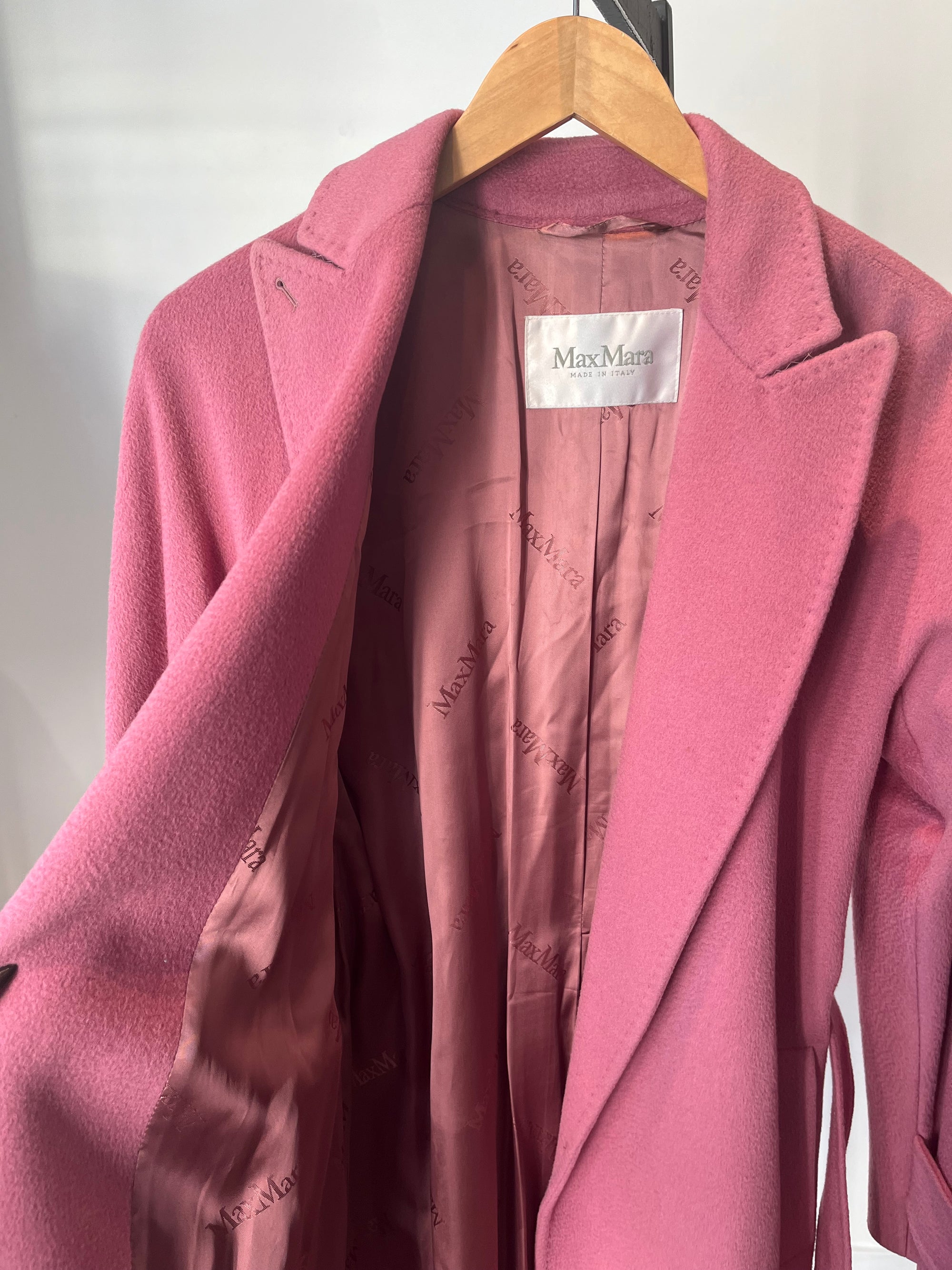 MaxMara Belted Midi Coat, Pink, 8