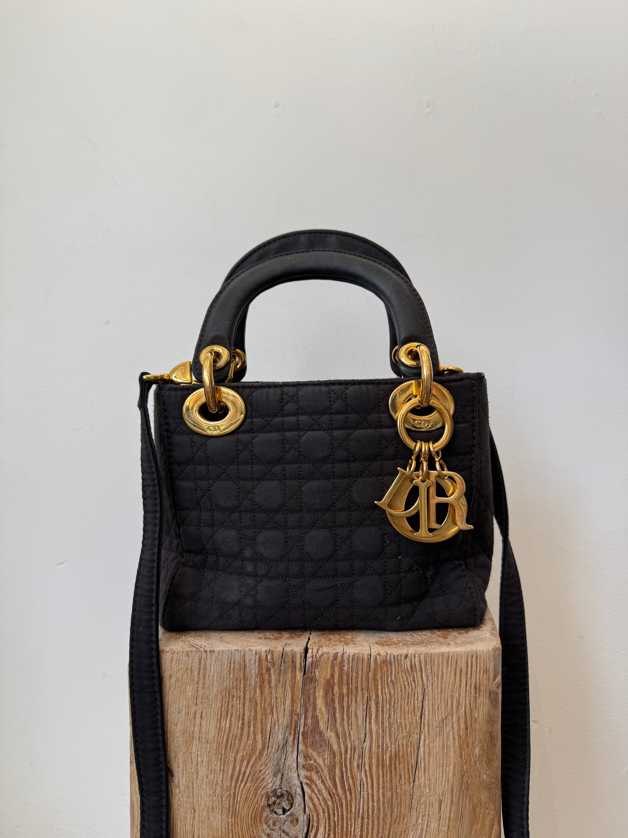 Christian Dior Cannage Lady Dior Mini Bag, Charcoal Grey