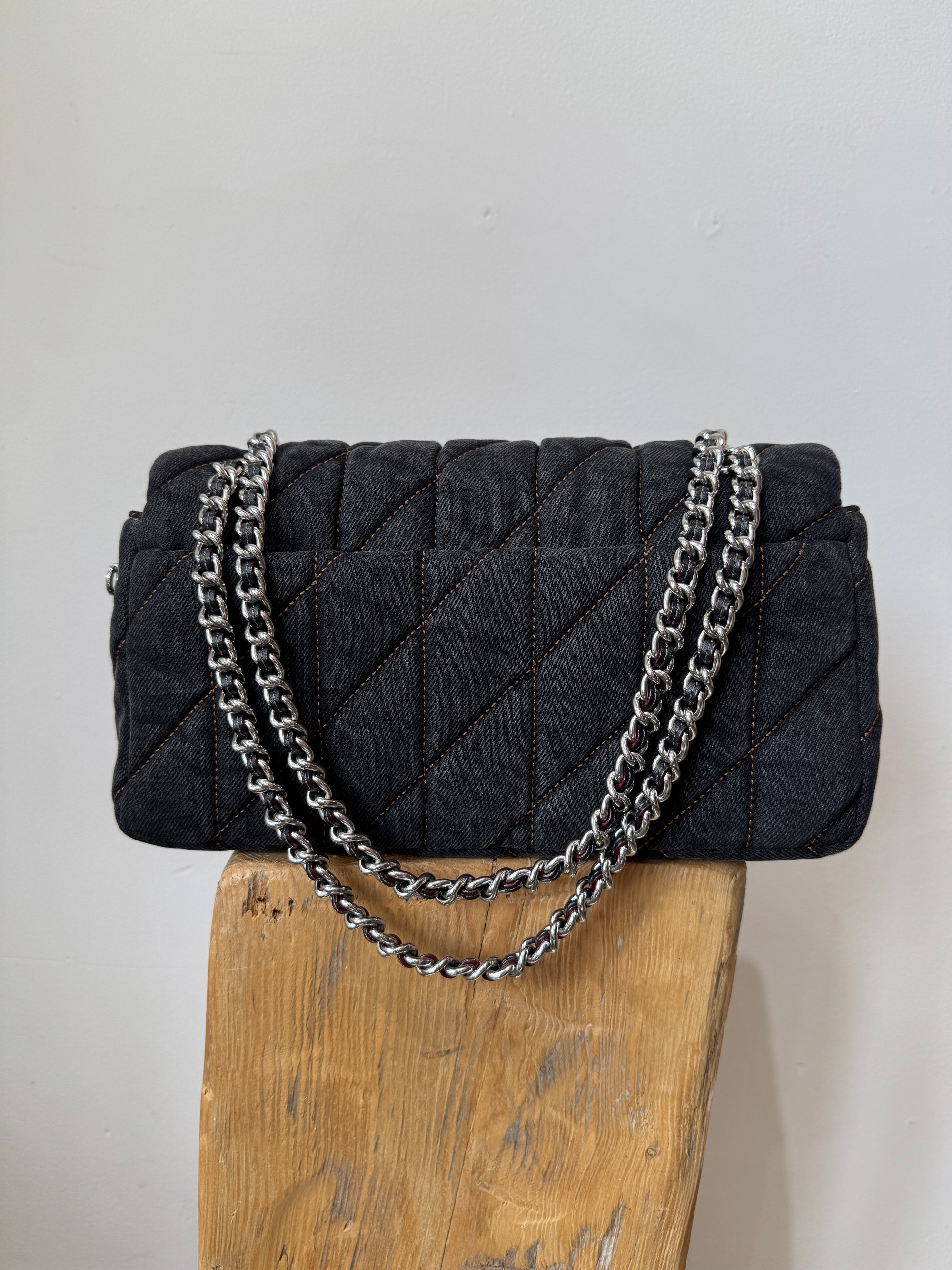 Coach black denim Tabby Shoulder Bag 26, silver