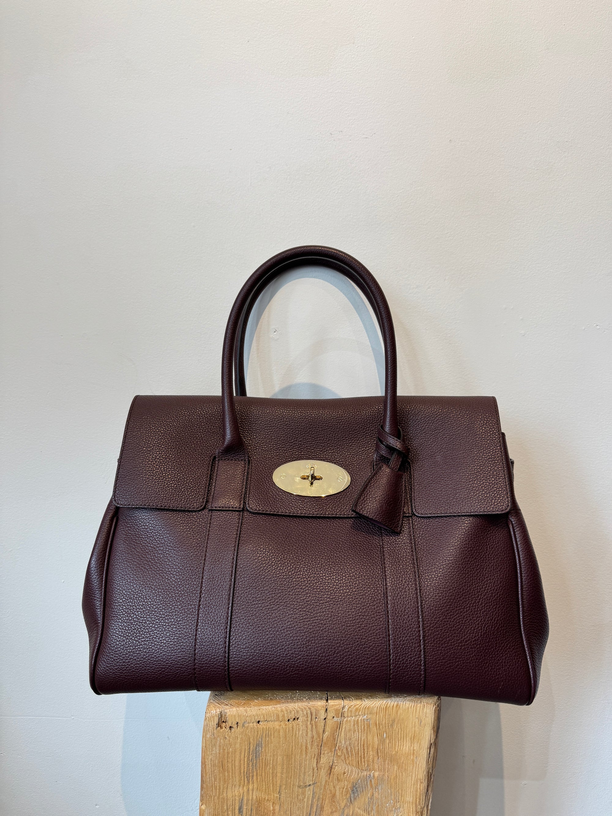 Mulberry Bayswater Handbag, Black Cherry with Small Classic Grain detailing