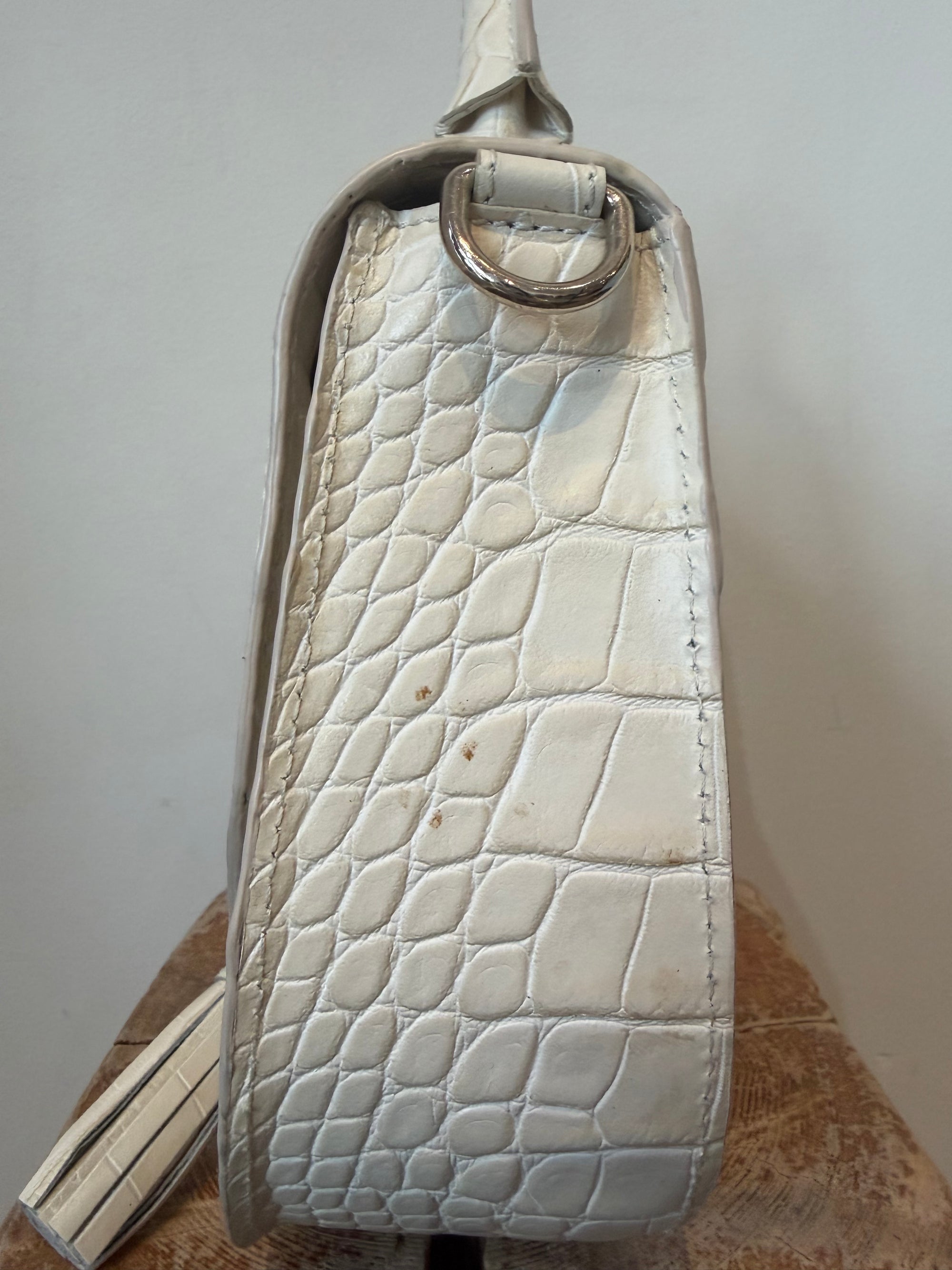 DeMellier Croc Effect Mini Venice Saddlebag, Cream