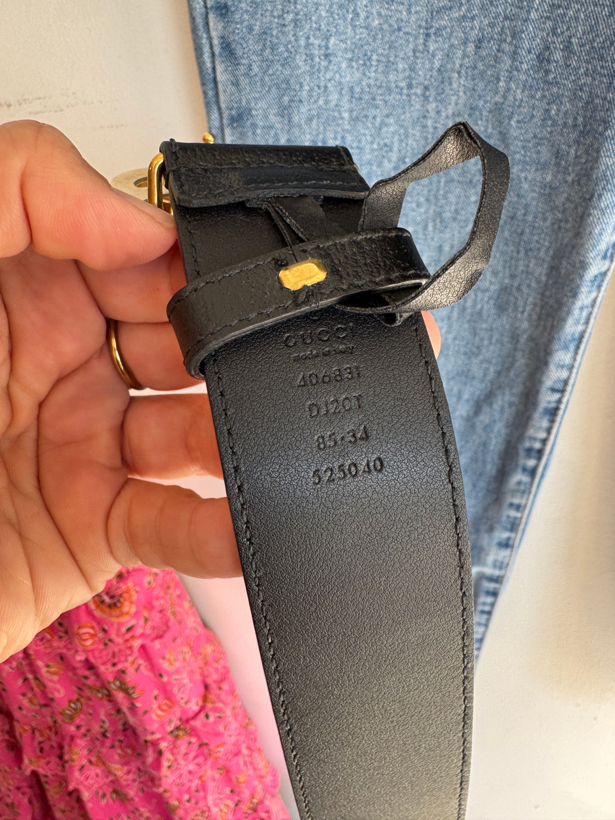 Gucci GG Wide Belt Black/Gold, 85/34