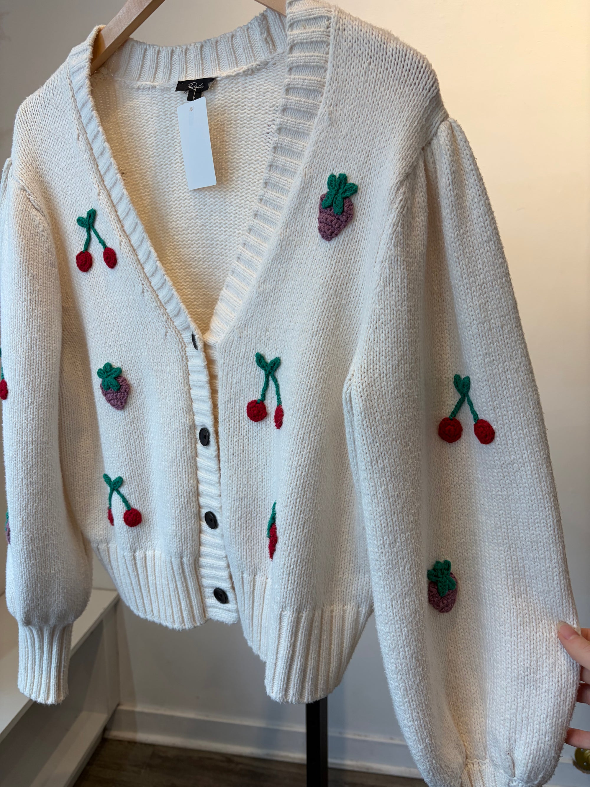 Rails Esther Berry Cardigan, Cream, Large