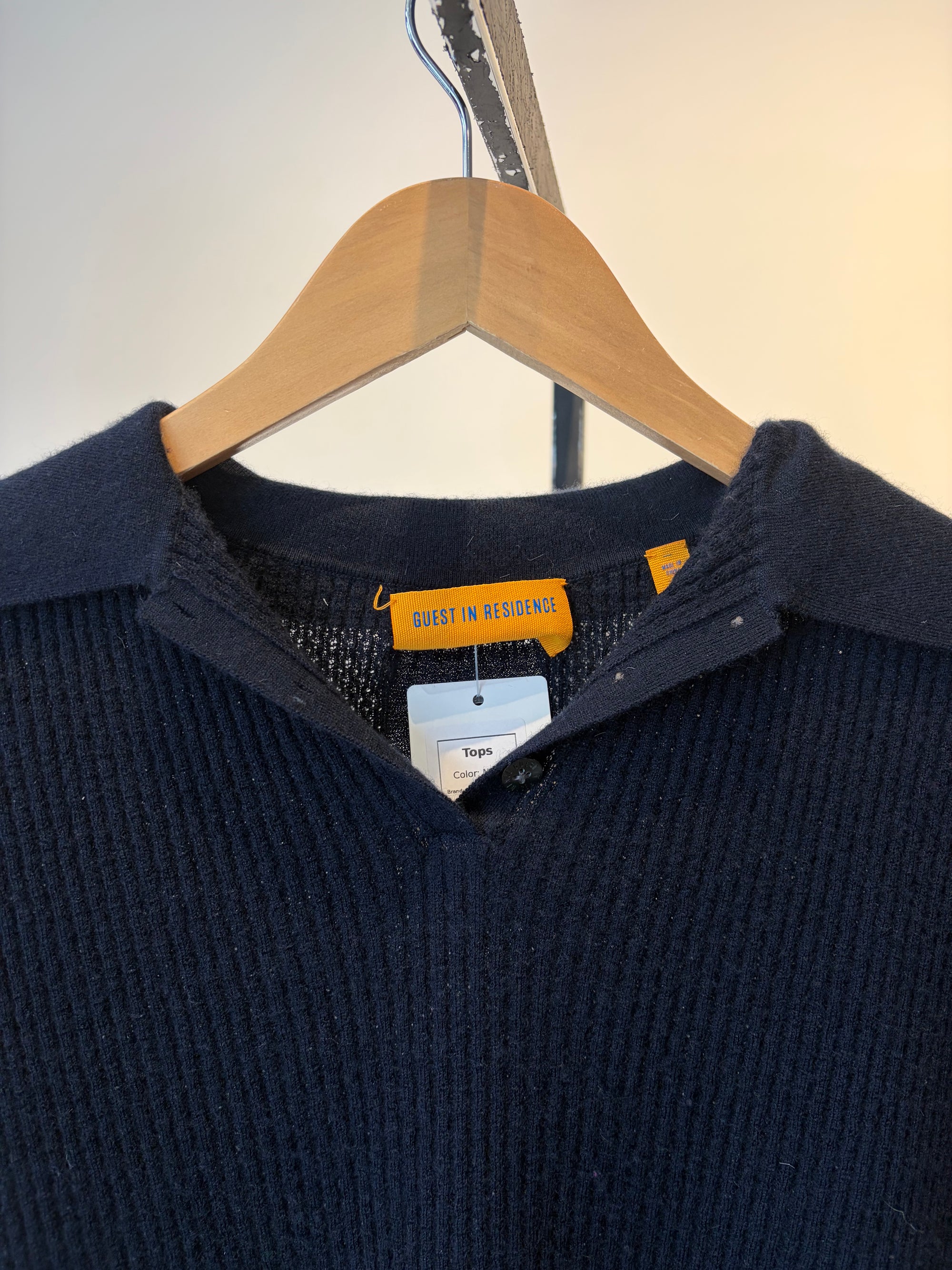 Guest in Residence Shrunken Cashmere Polo Top, Navy, Small