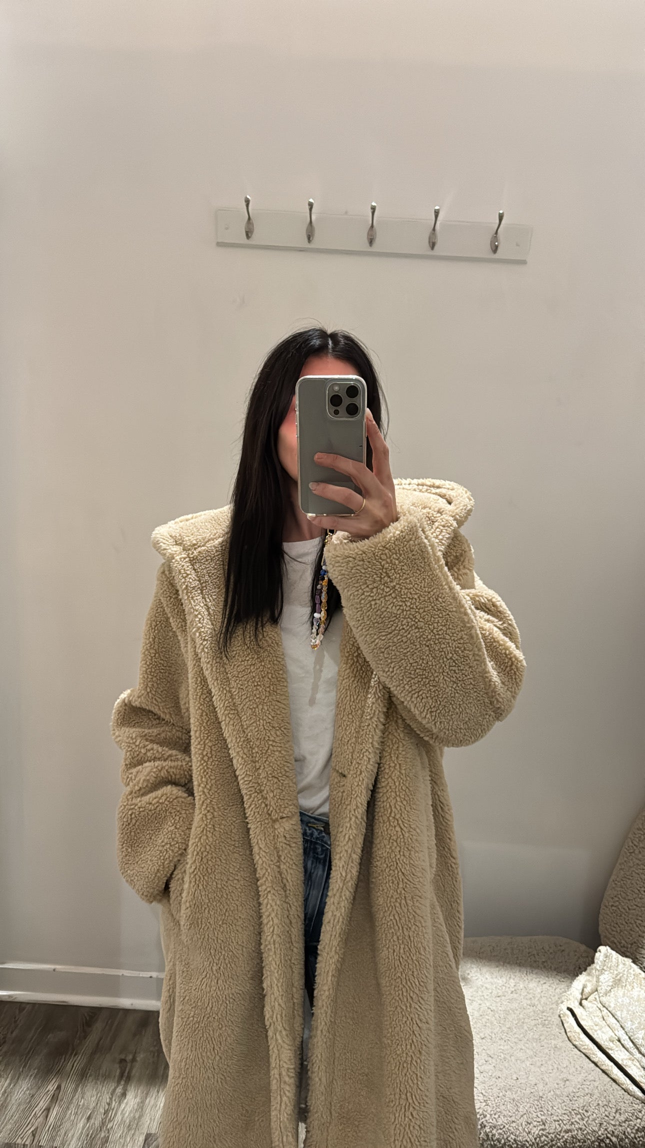 Apparis mia 2 pluche hooded faux shearling coat, Large