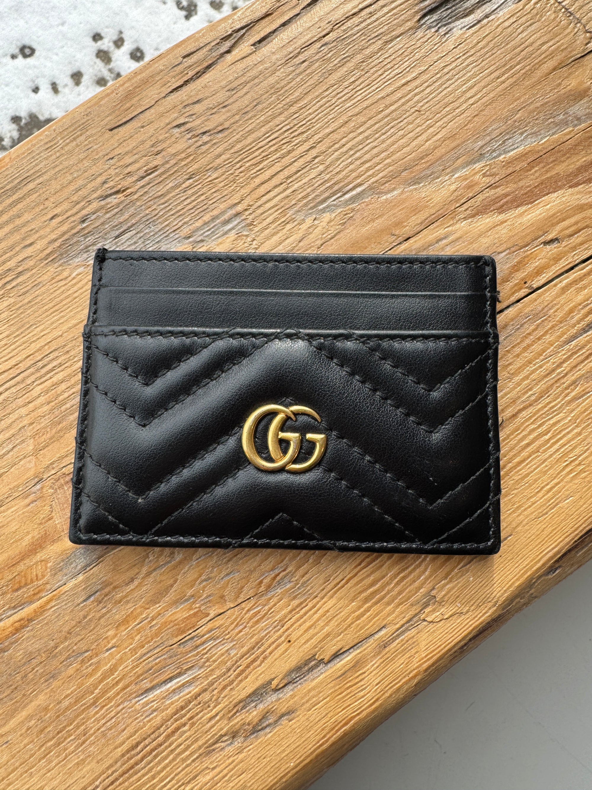 Gucci Marmont Card Holder, Black/Gold