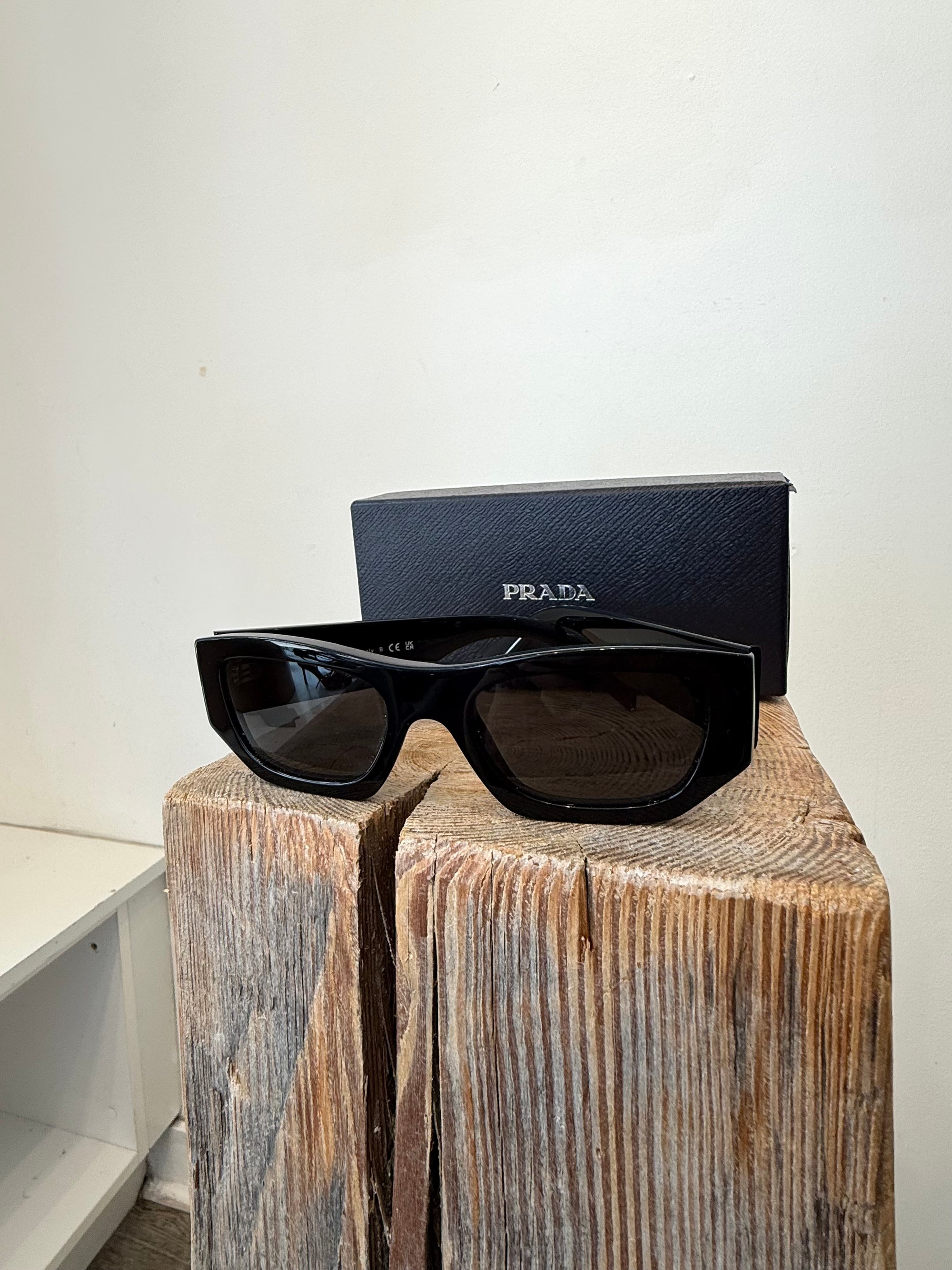 Prada Logo Rectangular Sunglasses, Black