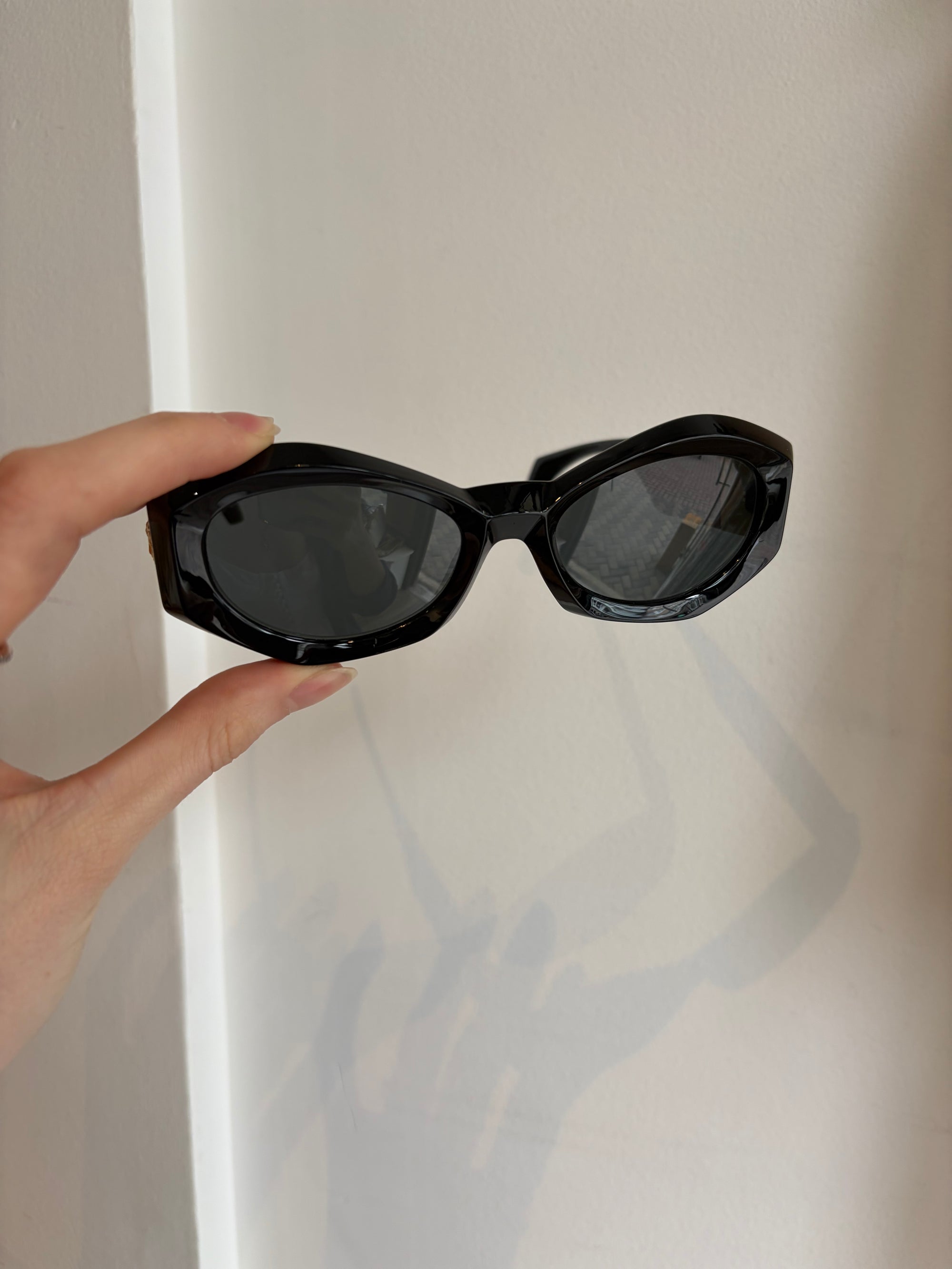 Versace Medusa Irregular Shape Sunglasses, Black