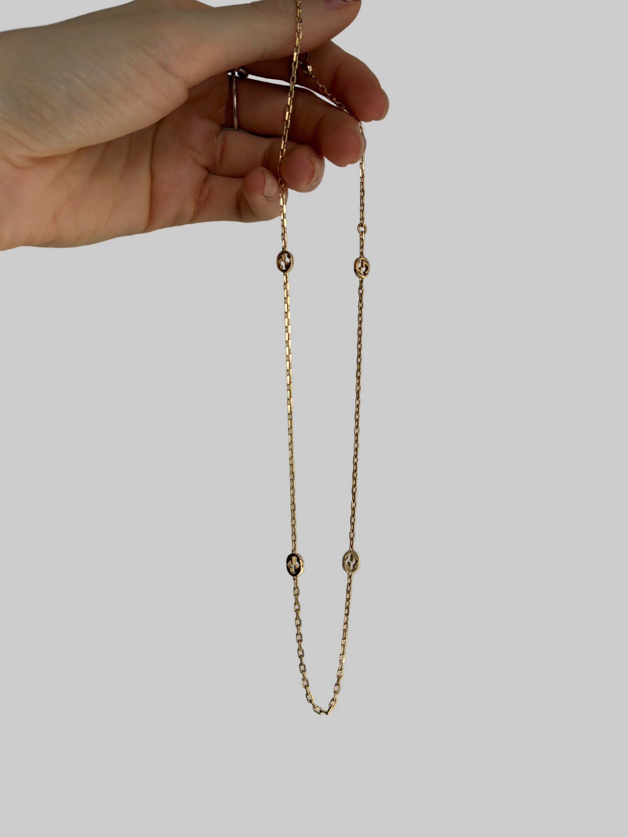 Gucci 18k Running GG Interlocking Necklace, Gold