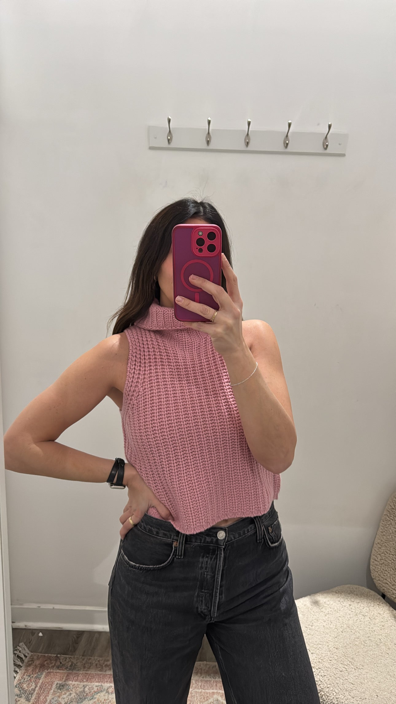 Sablyn knit sleeveless sweater, Pink, Small