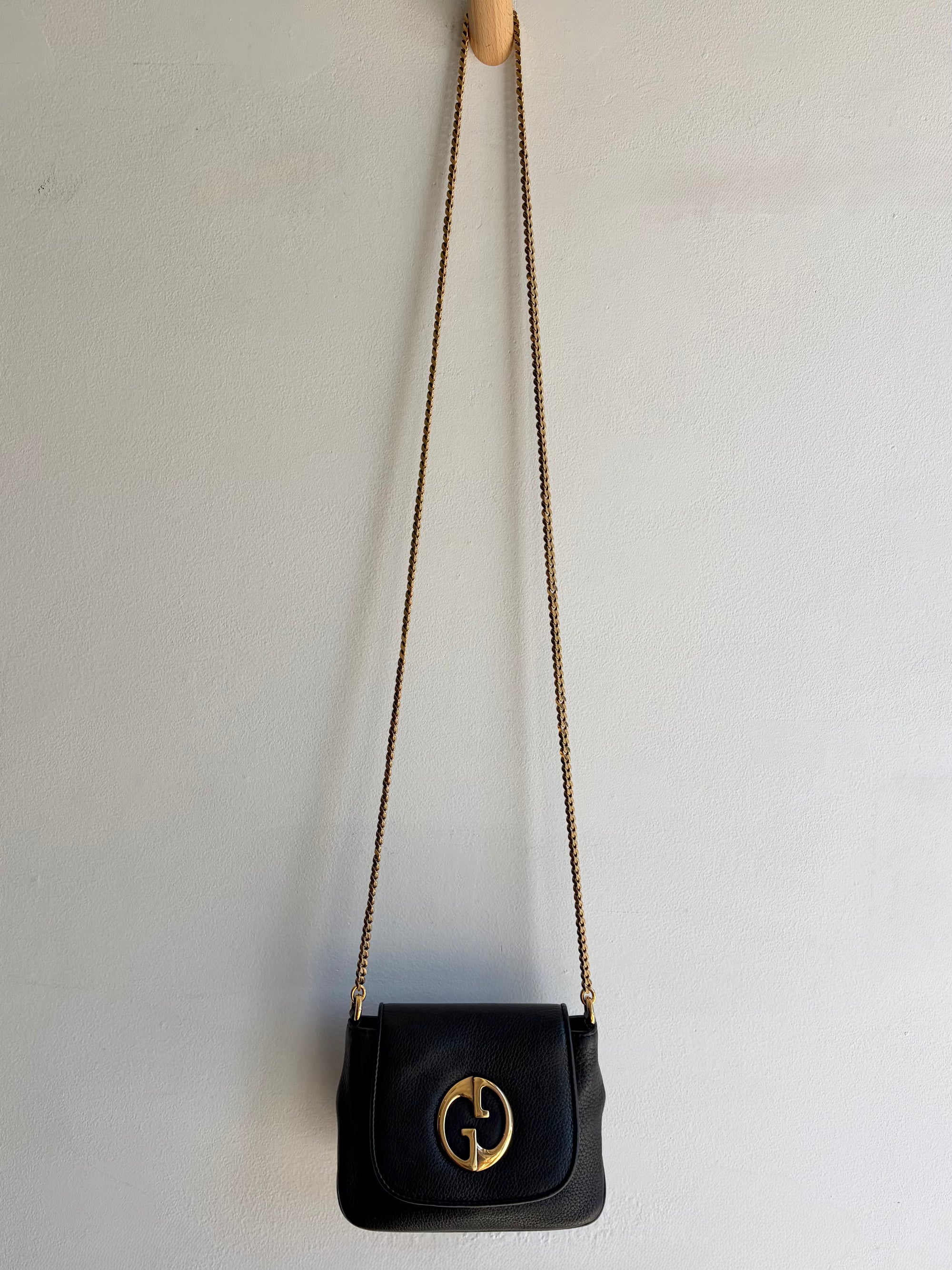 Gucci ‘1973’ Pebbled Leather Small Crossbody Bag, Black