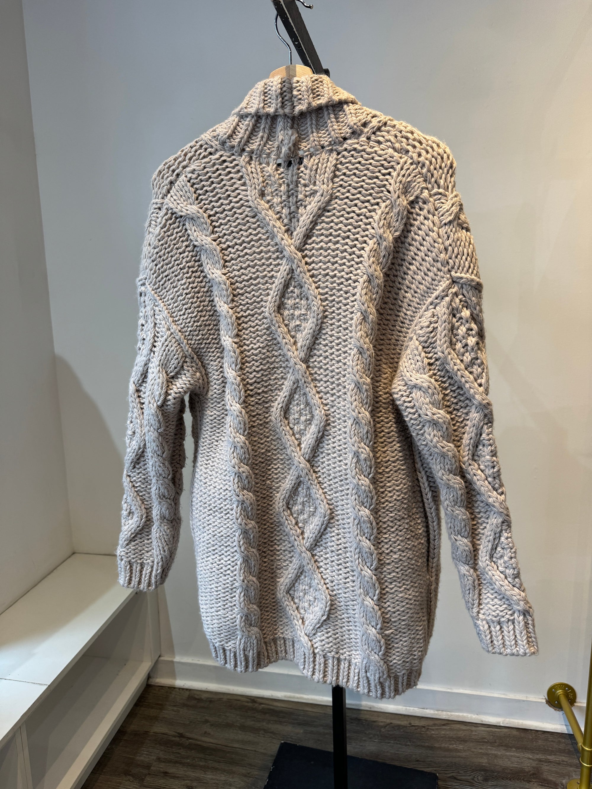 Zara chunky knit oversized cardigan, Oatmeal, Small