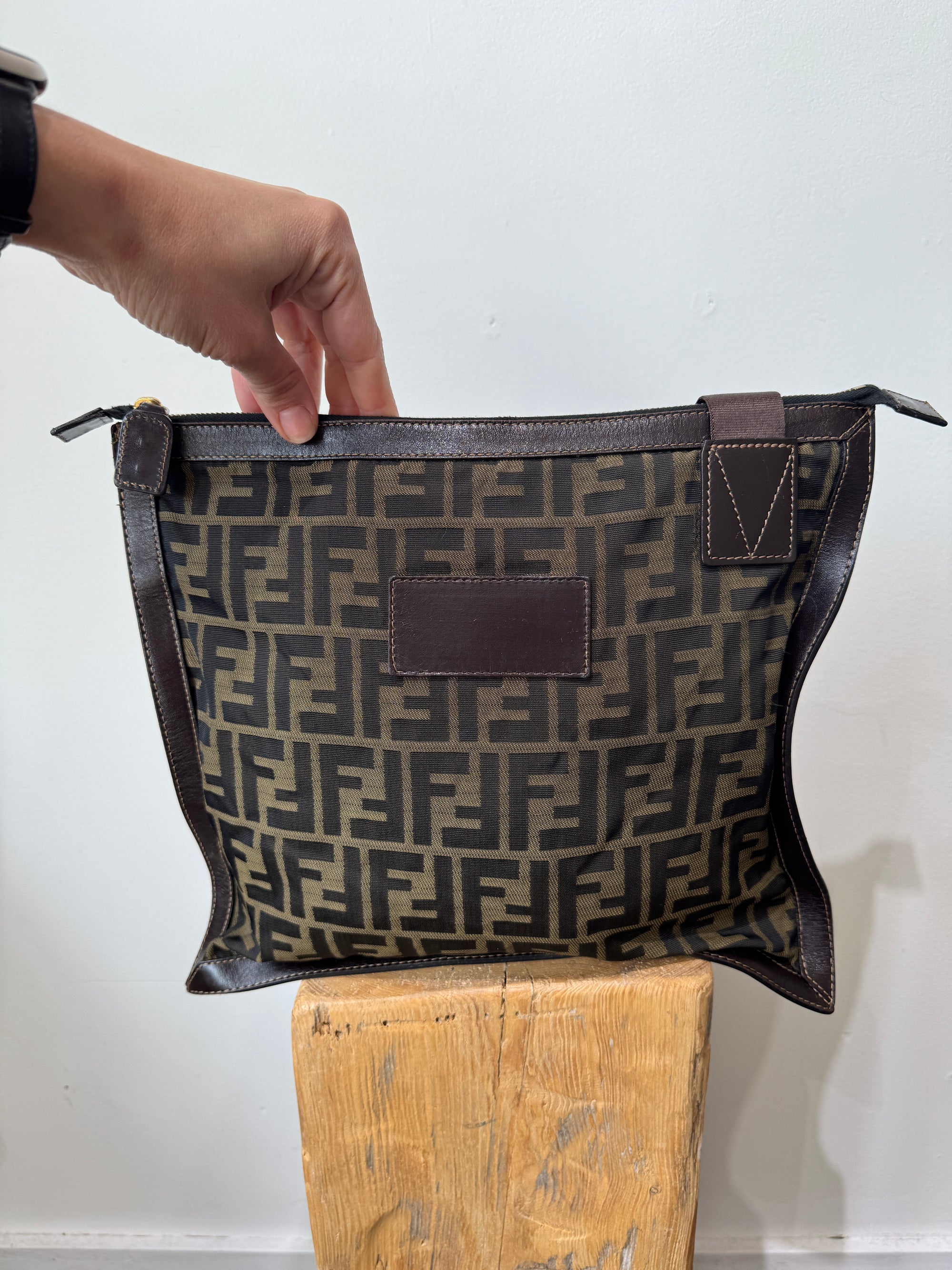 Fendi Zucca Crossbody Cloth Handbag, Brown