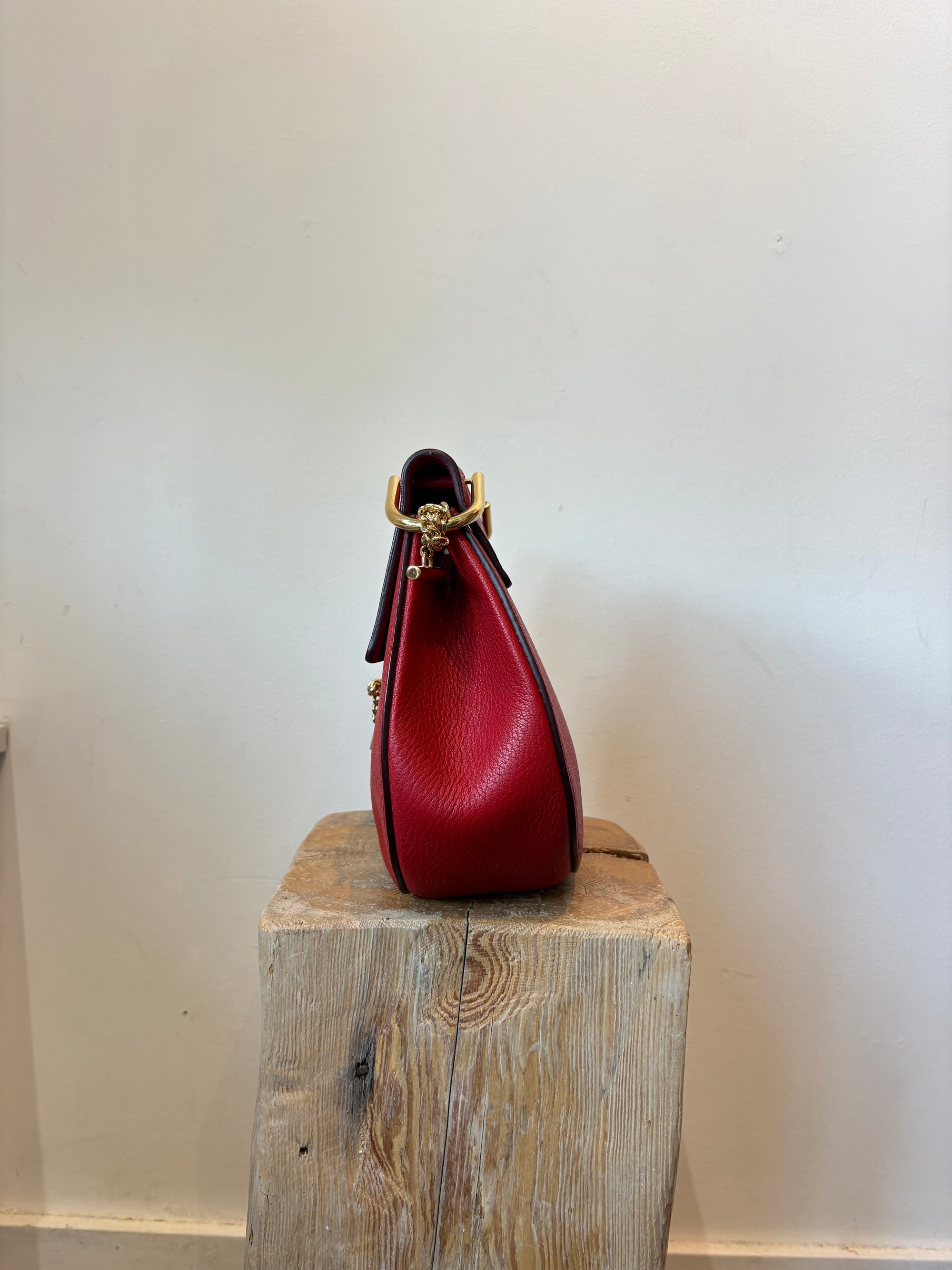 Chloe Leather Drew Bag, Red