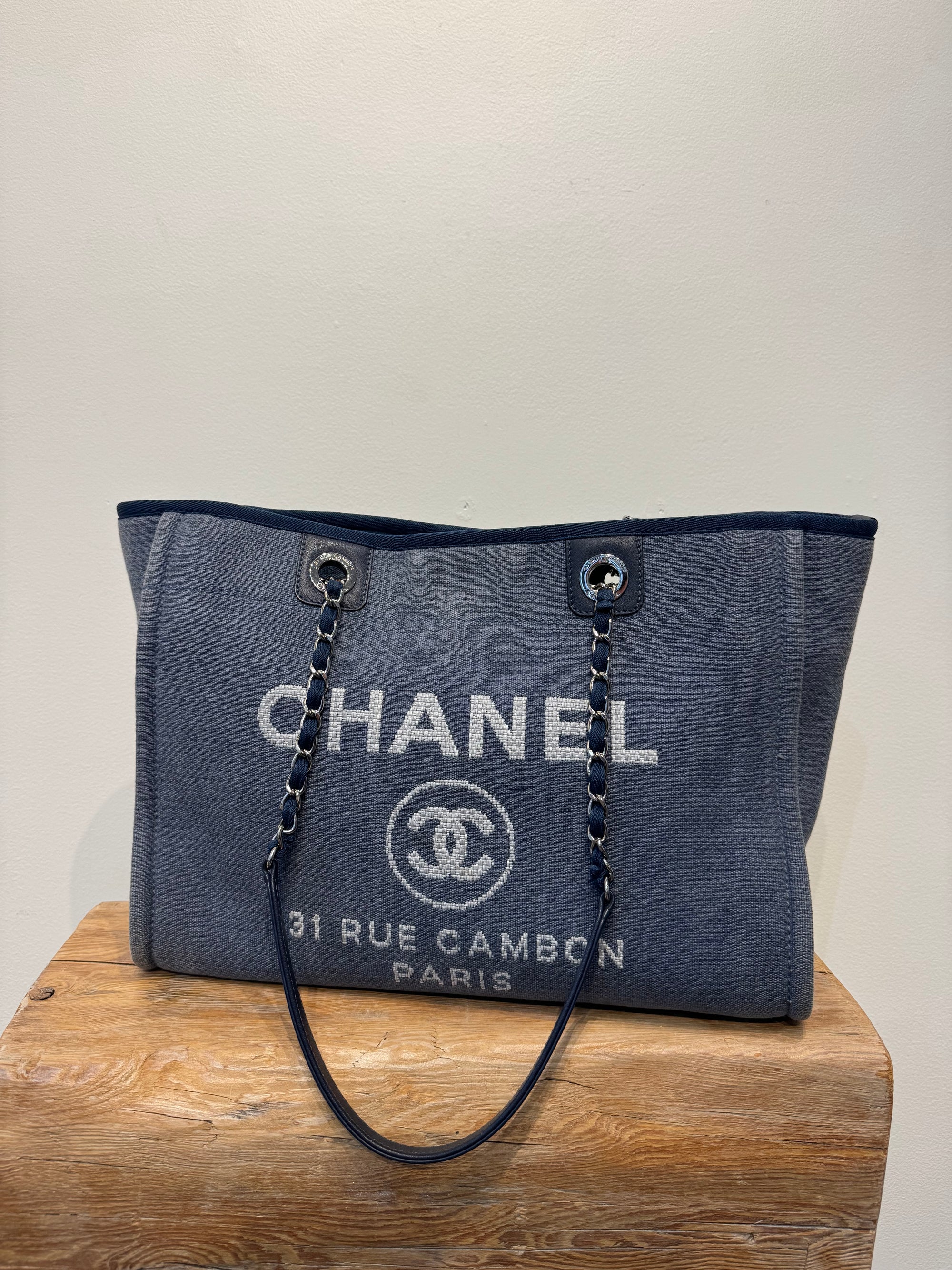Chanel Small Deauville Shopping Tote, Blue, Small, 2014-2015