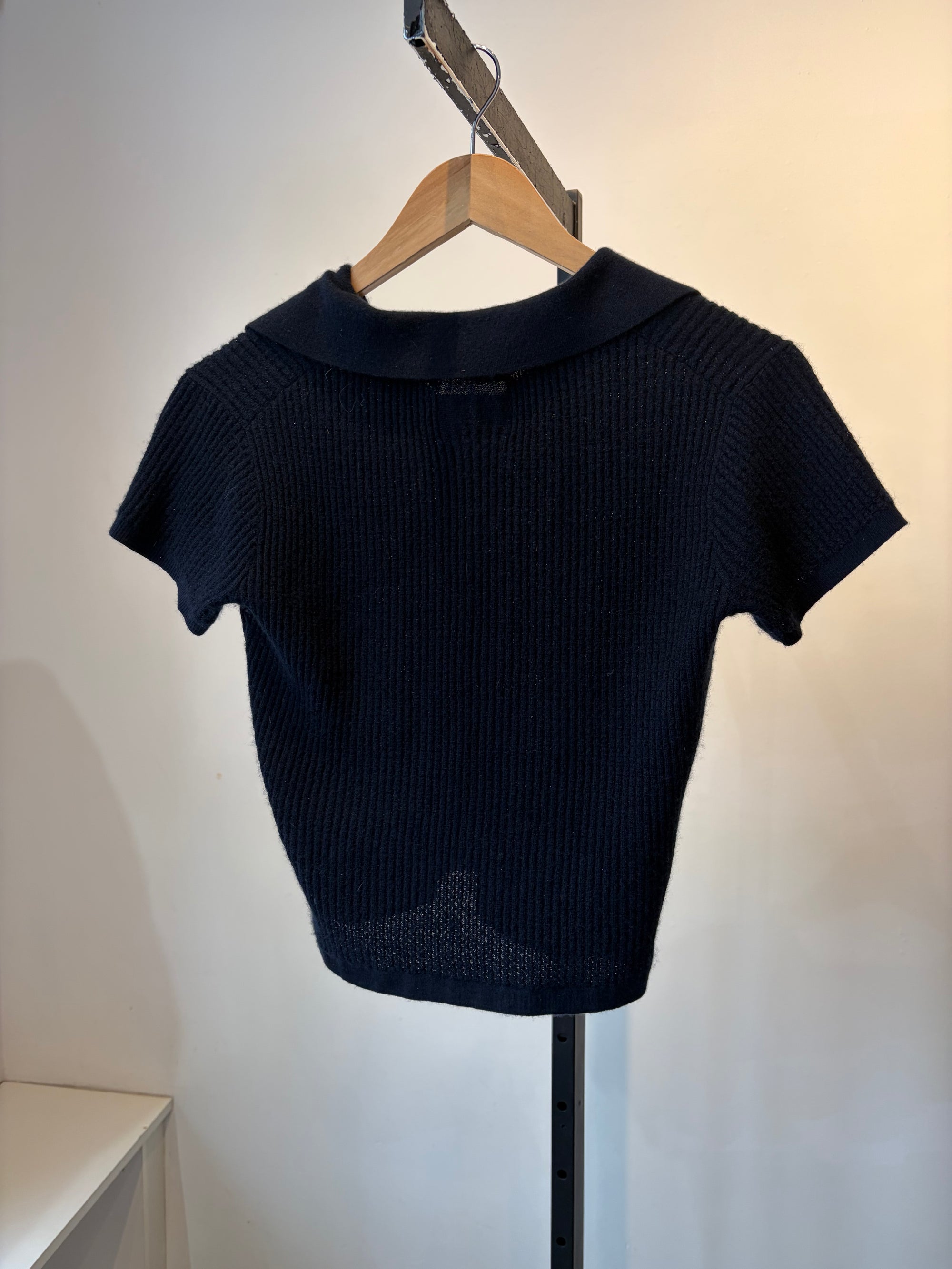 Guest in Residence Shrunken Cashmere Polo Top, Navy, Small