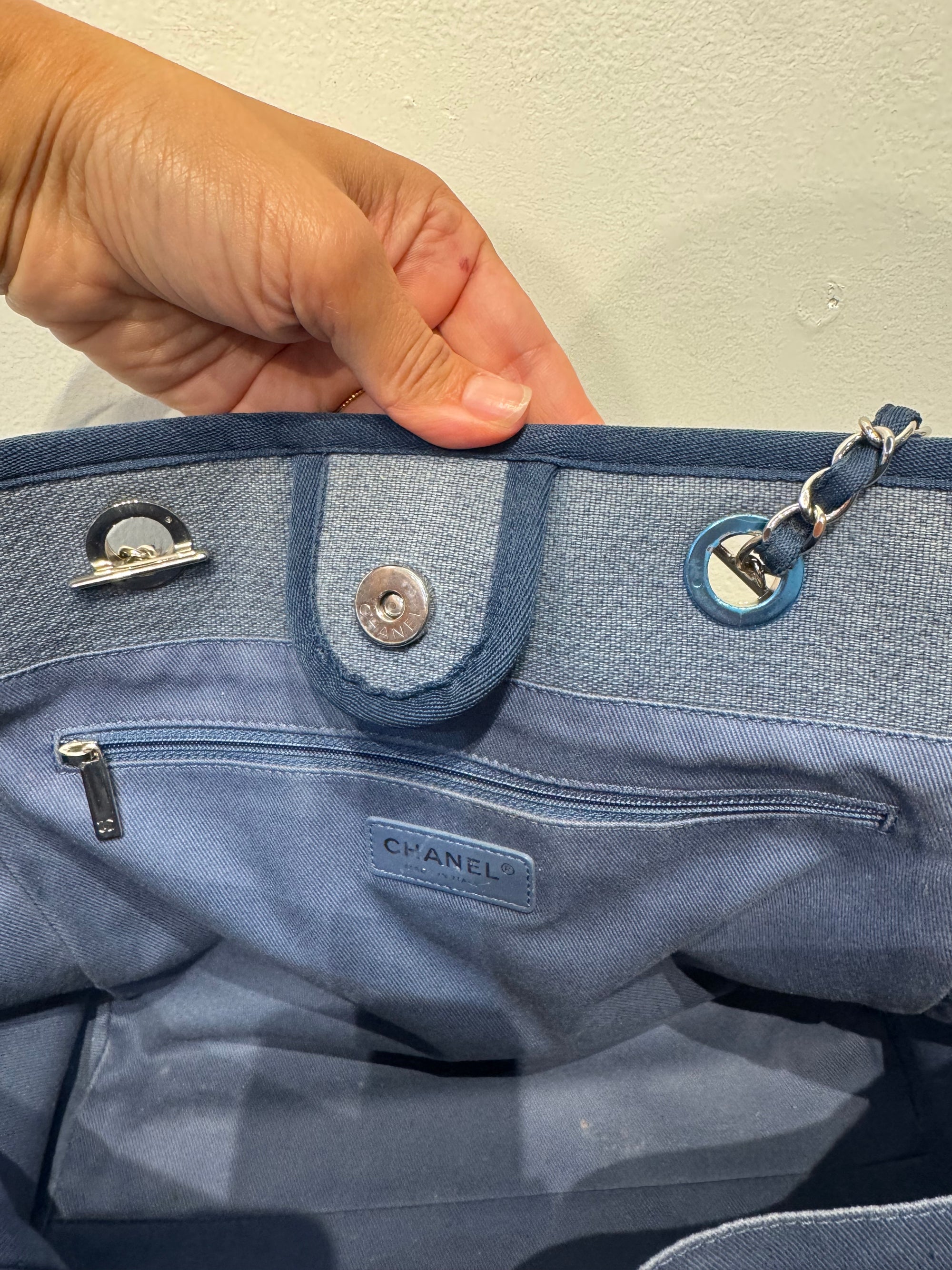 Chanel Small Deauville Shopping Tote, Blue, Small, 2014-2015