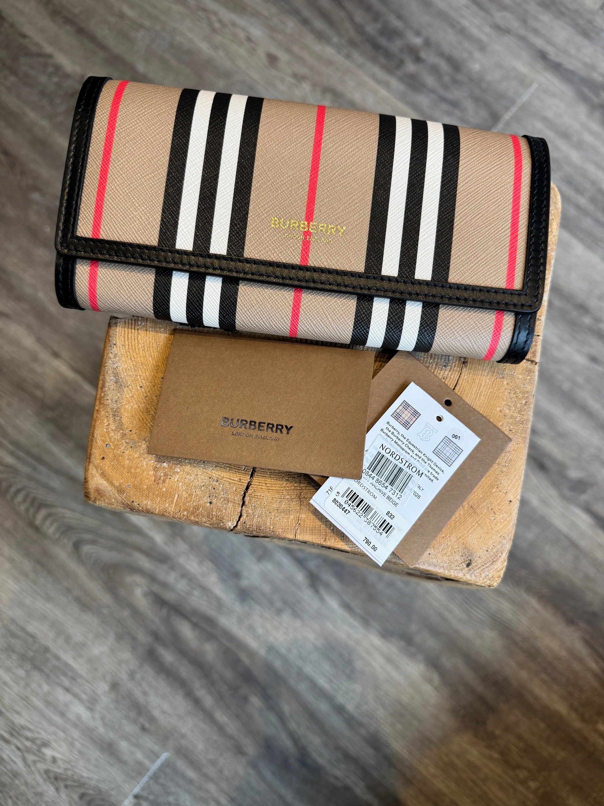 Burberry Halton Icon Stripe Canvas Flap Wallet