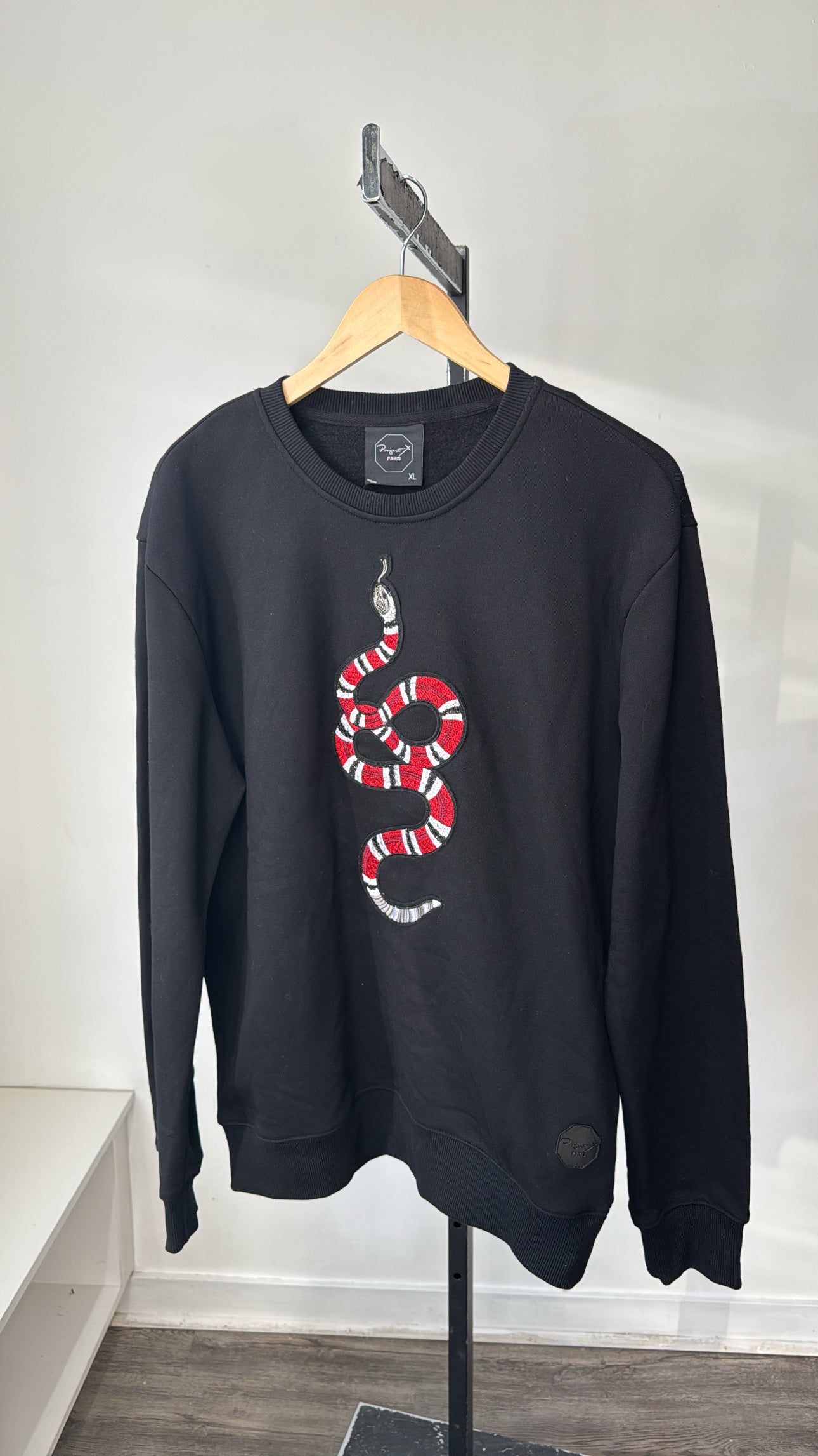 Project x Paris Black Sweatshirt with Embroidered snake design