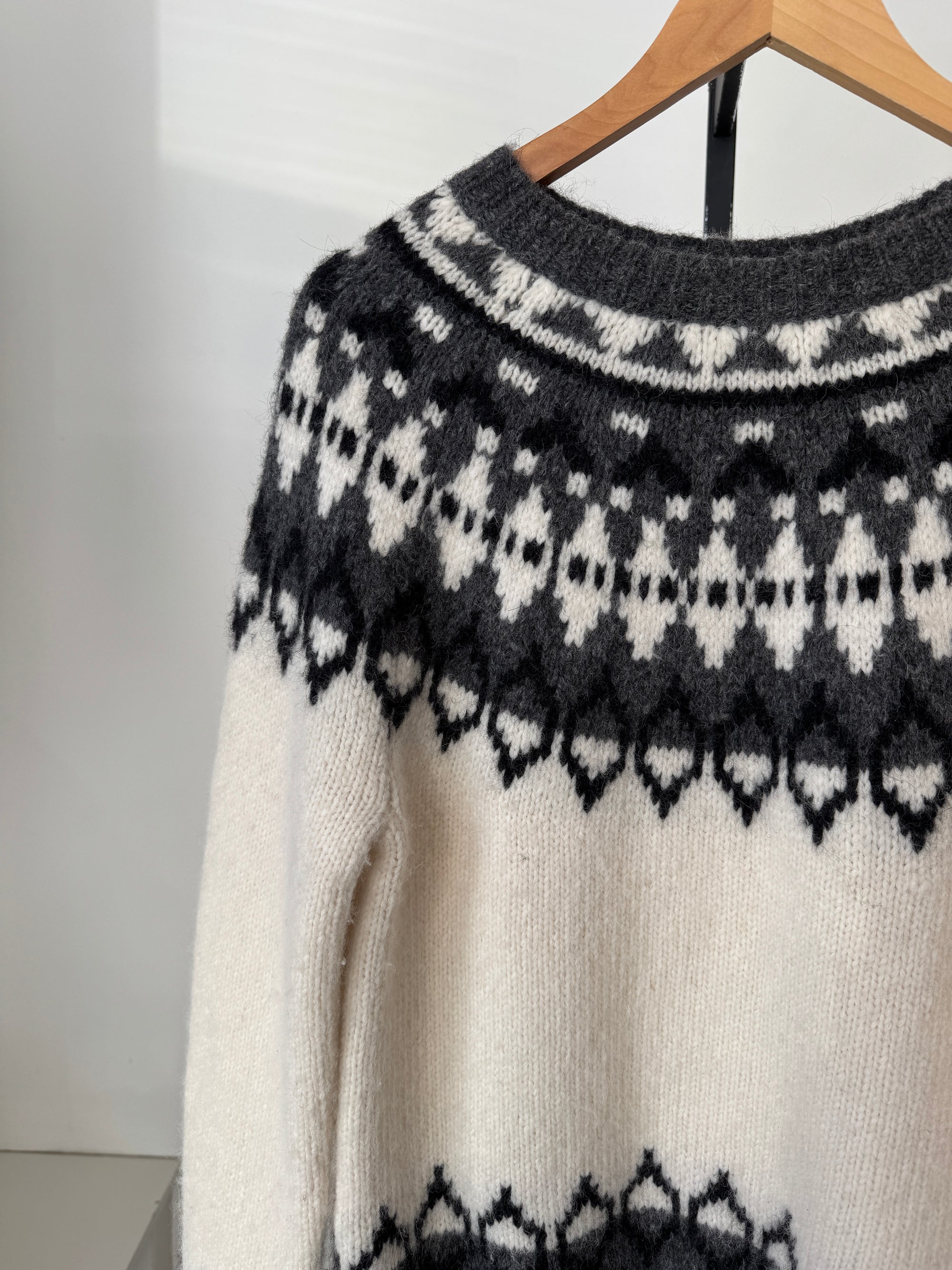 Nili Lotan fairisle sweater, White Grey, XS