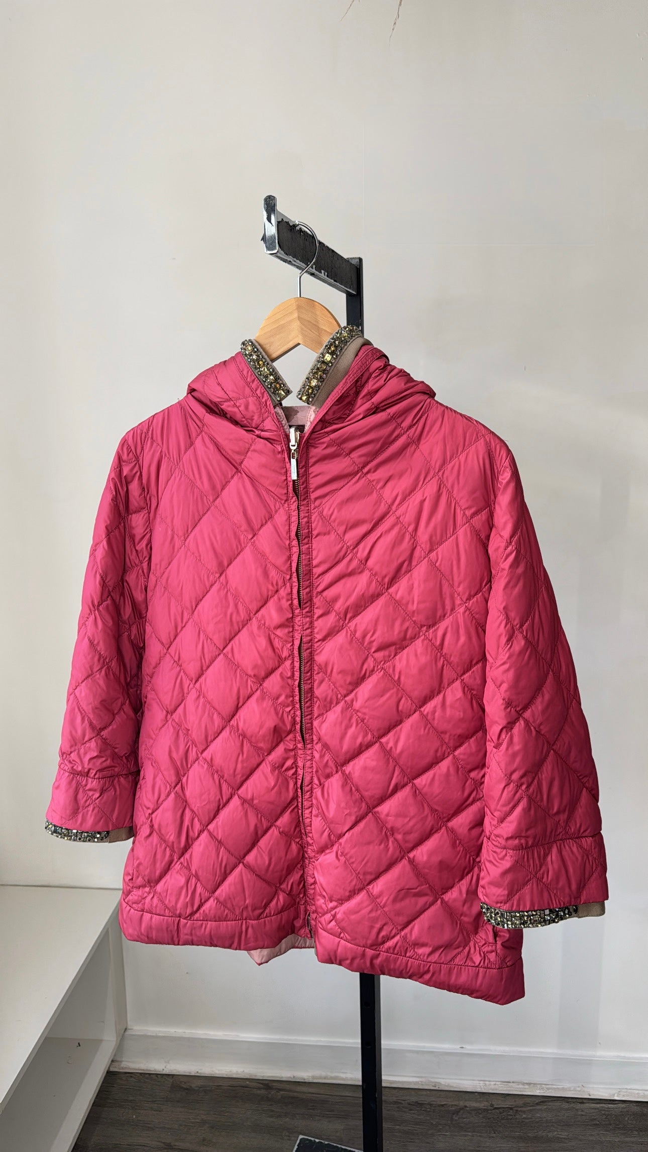 S' Max Mara reversible quilted coat with gemstones, Pink, Small