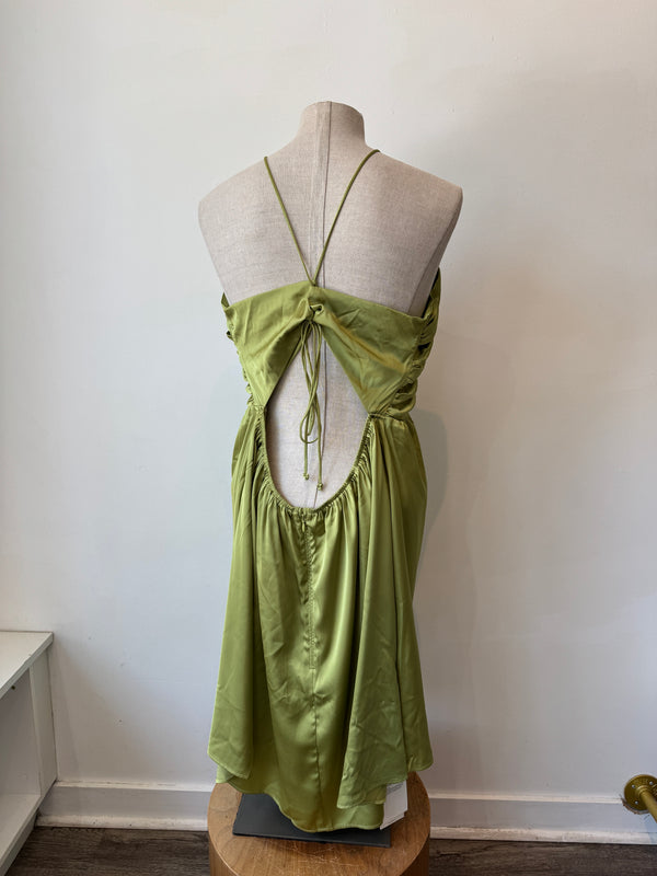 Abercrombie & Fitch Satin Dress Green, XLT