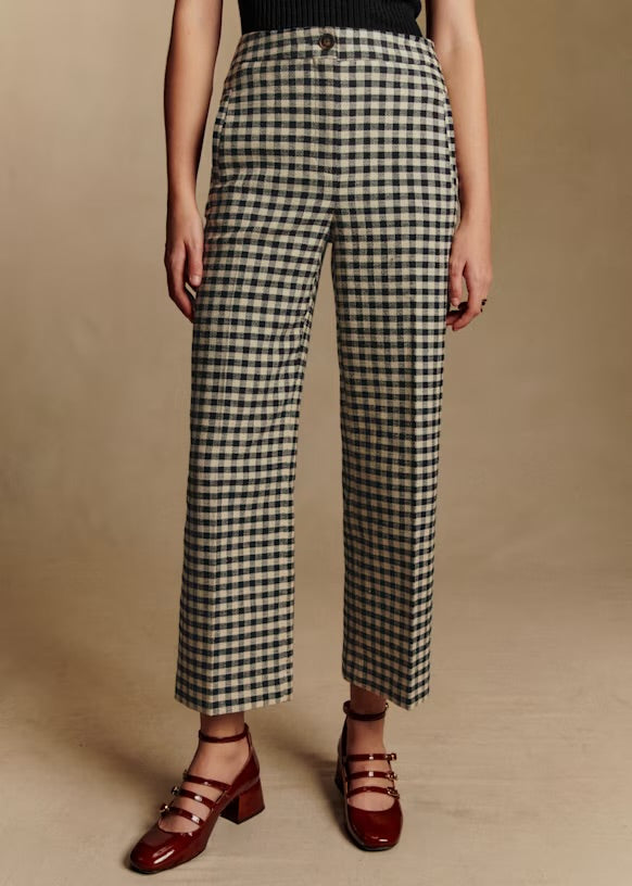 Sézane Martin Crop Trousers,  Black White, 34