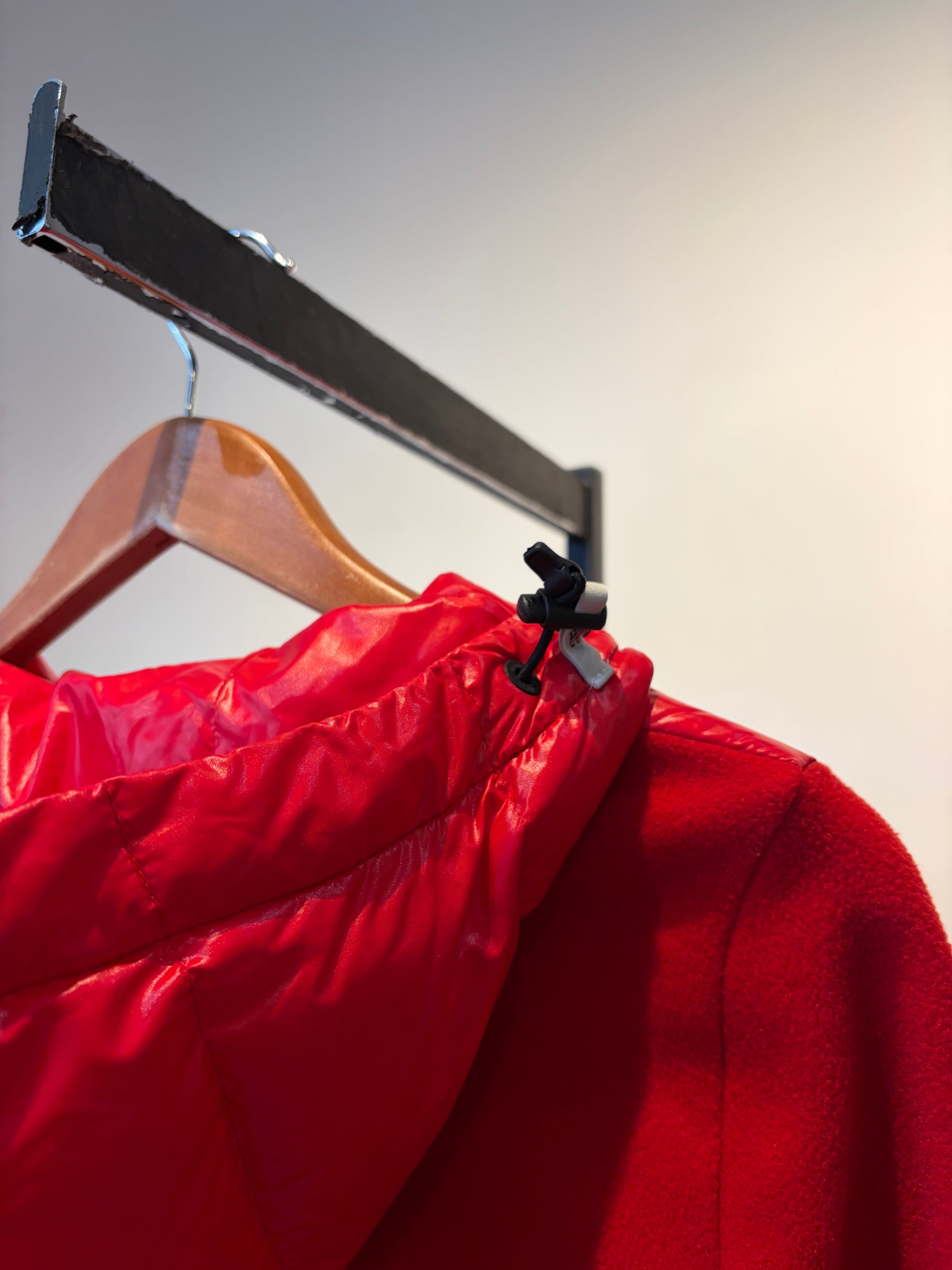 Moncler technical fleece hooded cardigan jacket,  Red, XS