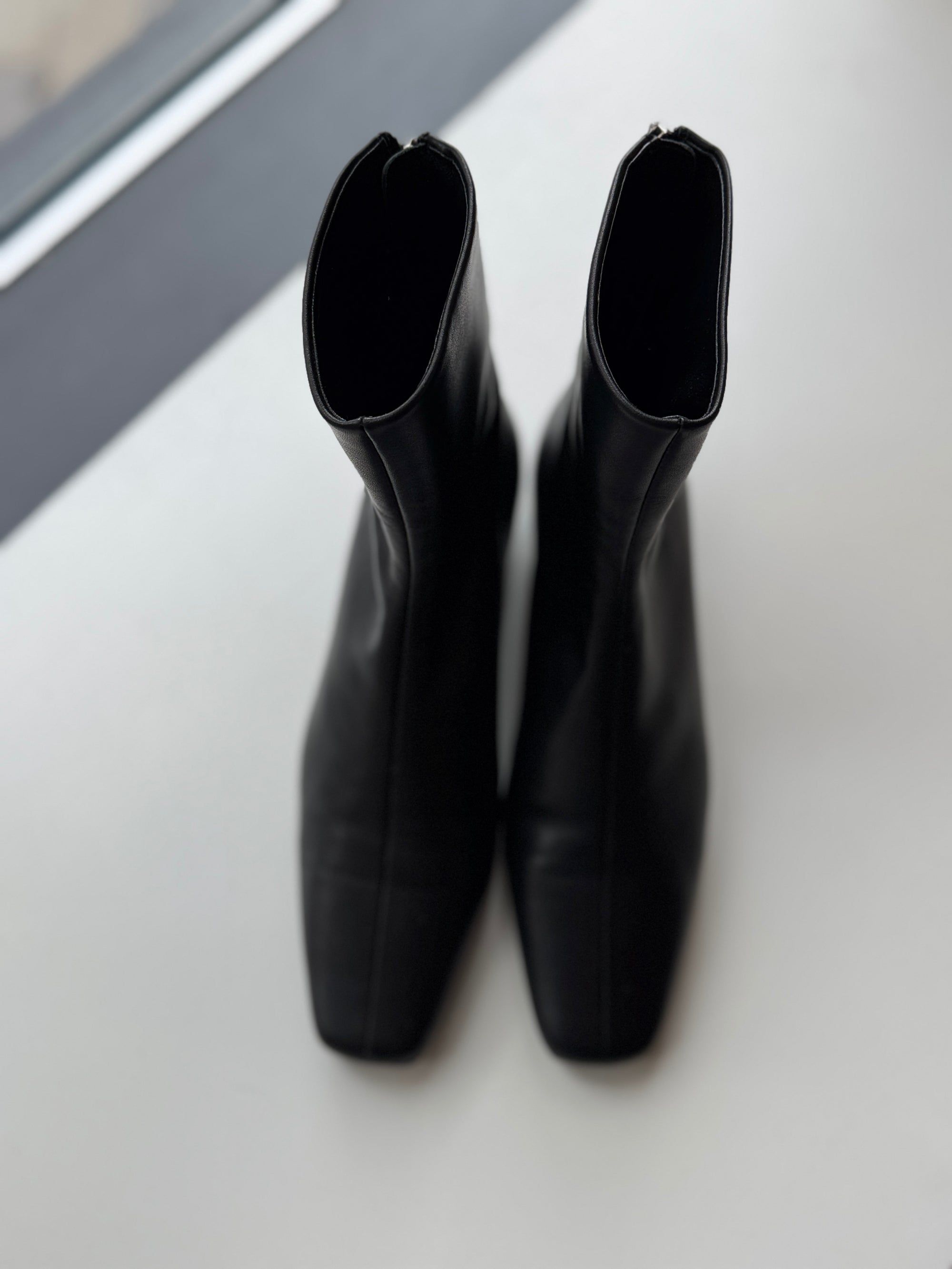 Toteme Heeled Leather Sock Boots, Footwear Black, 39