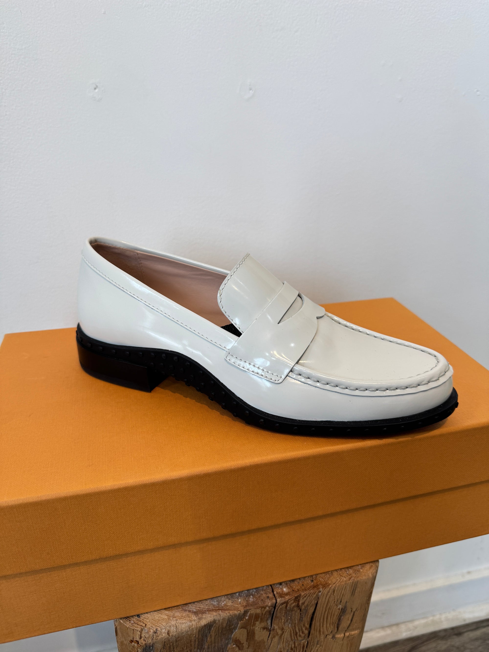 Tod's Mocassino Penny Loafers, White, 36.5