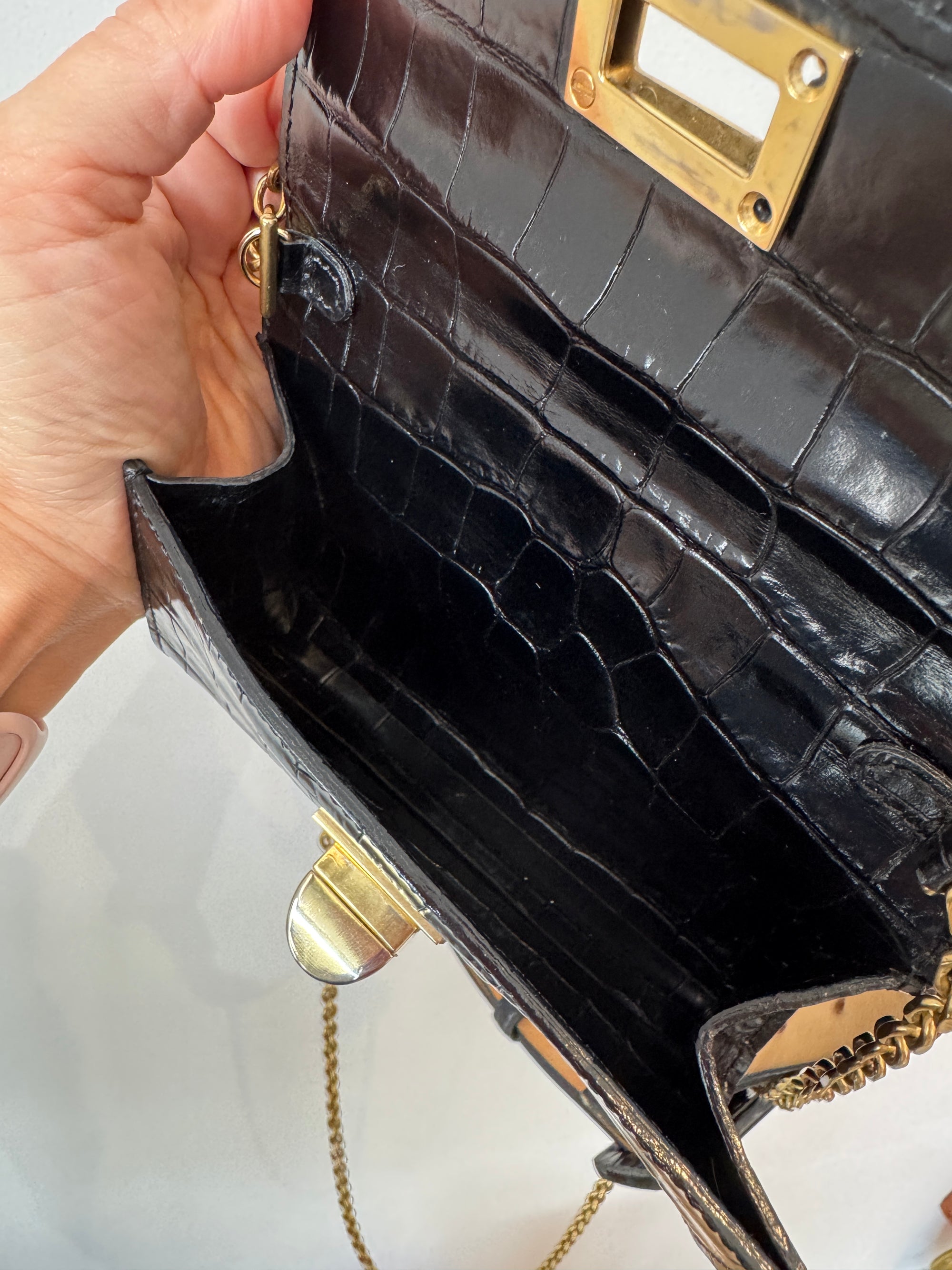 MaxMara leather croc belt bag, Black, Medium