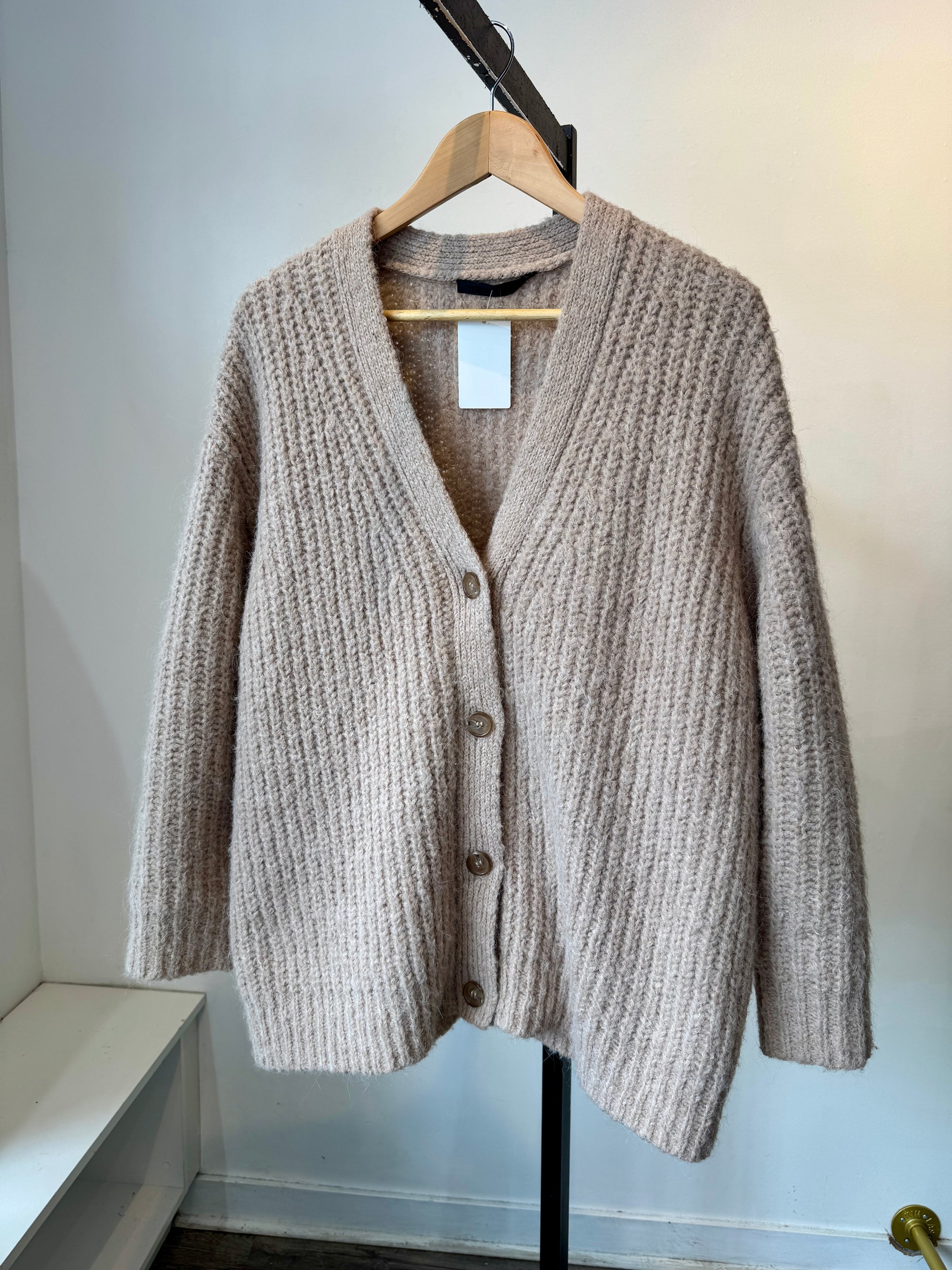 Jenni Kayne Cocoon Cardigan Sweater Taupe, XS, oversized