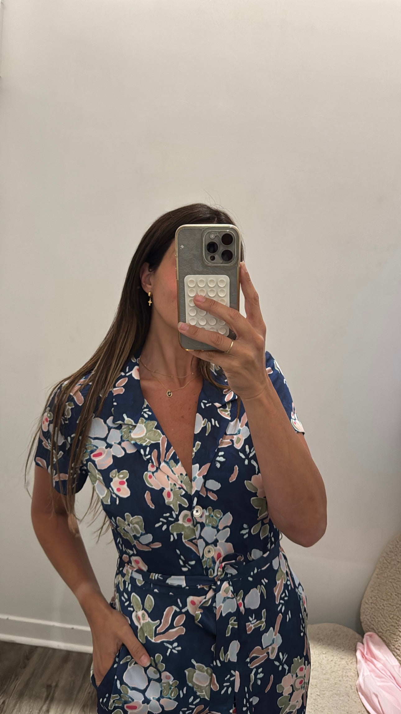 Wilfred satin floral shirt dress, maxi, Blue, Medium