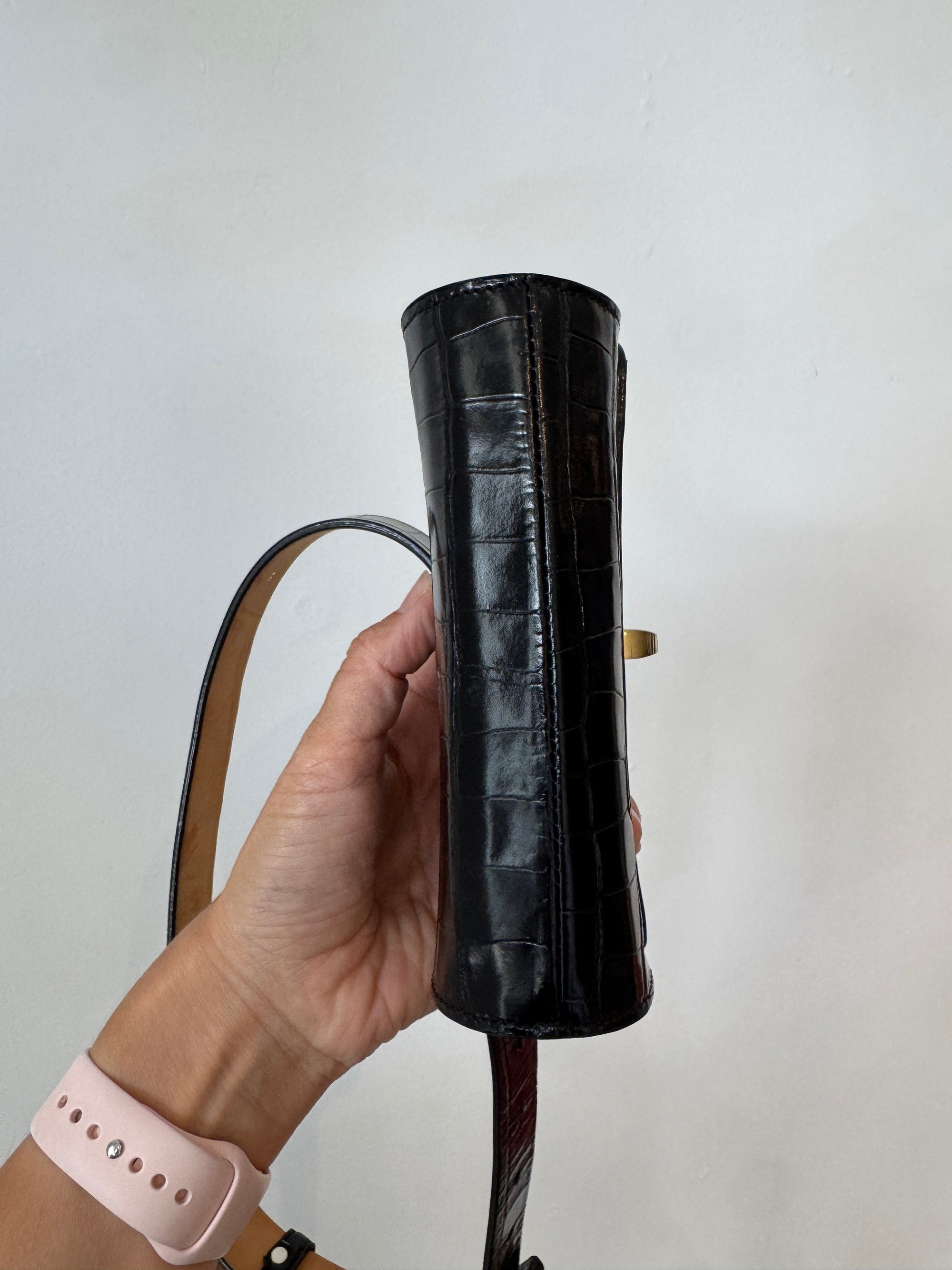 MaxMara leather croc belt bag, Black, Medium