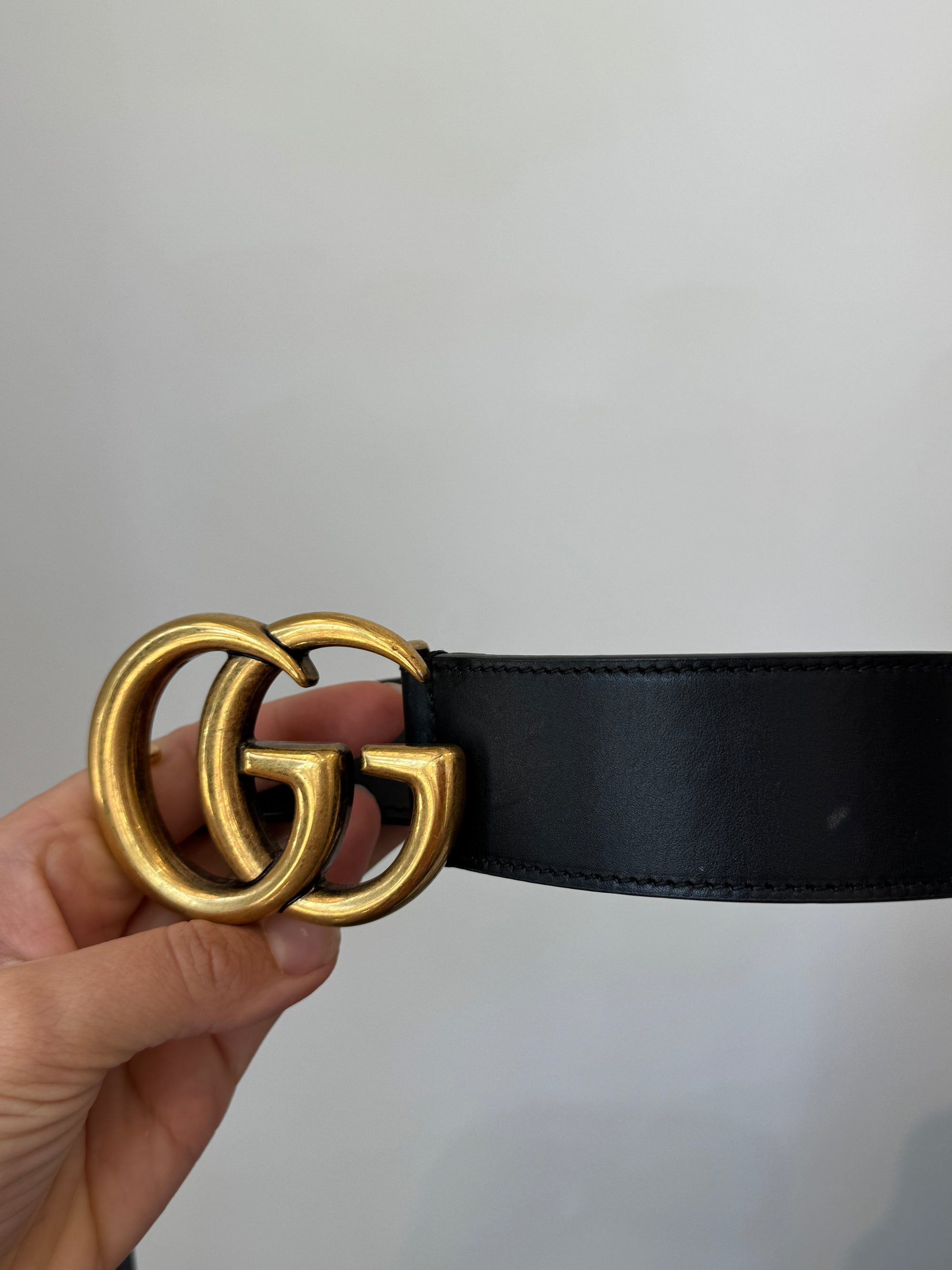 Gucci Belt GG Marmont Black/Gold, 90/36