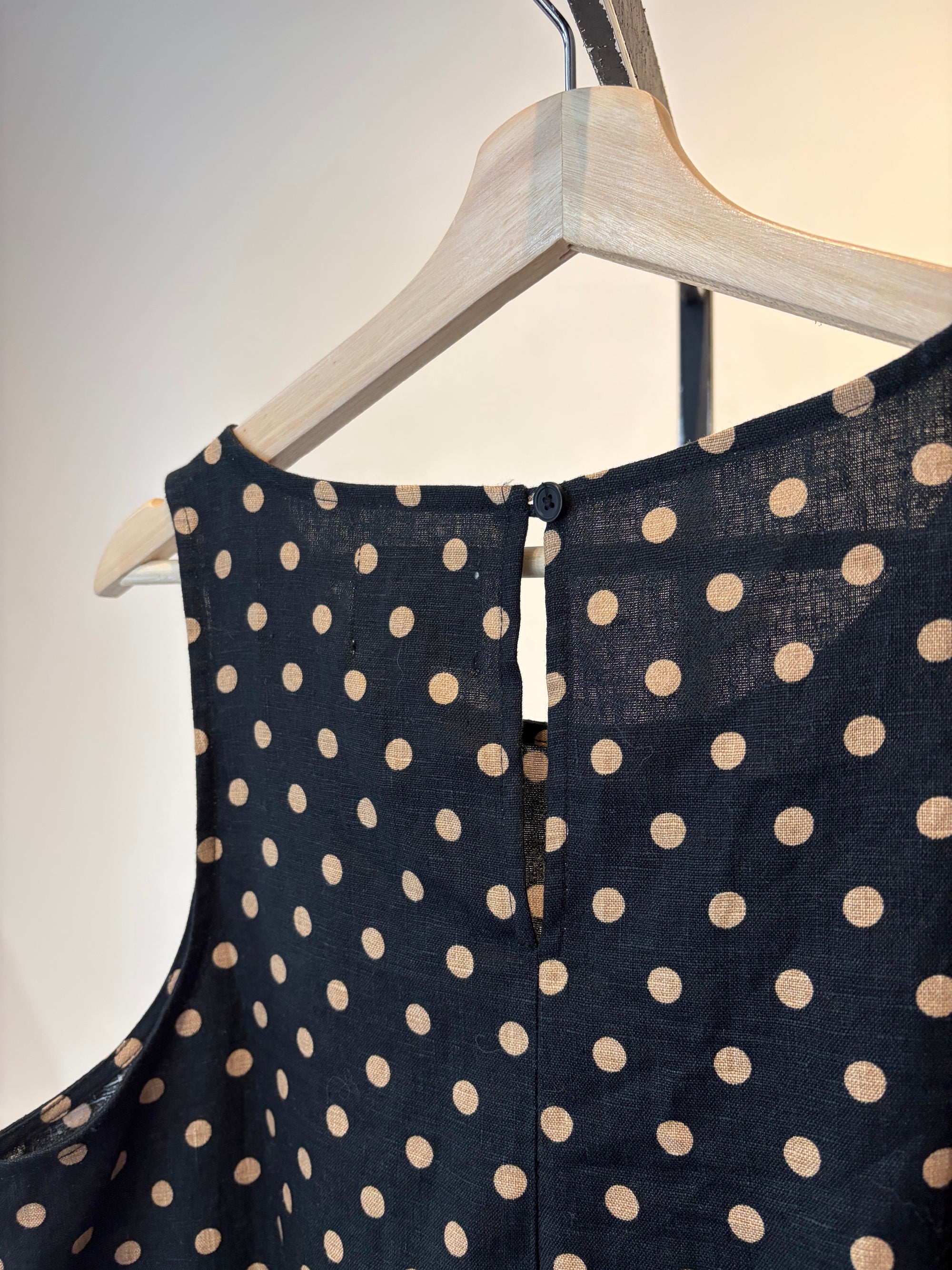 Reformation Sleeveless Dress, Black/Polka Dot